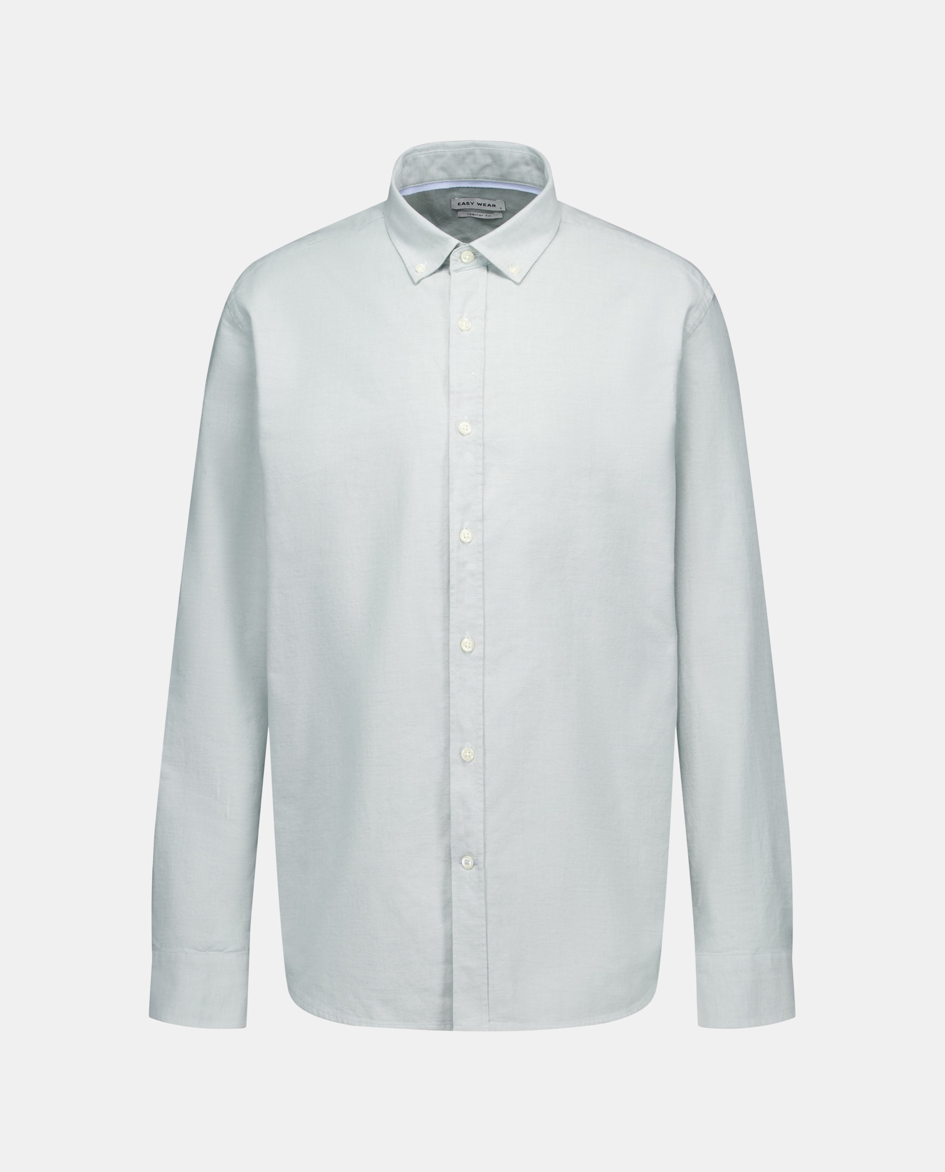 Camisa Oxford Lisa de Manga Comprida Verde Sálvia-5