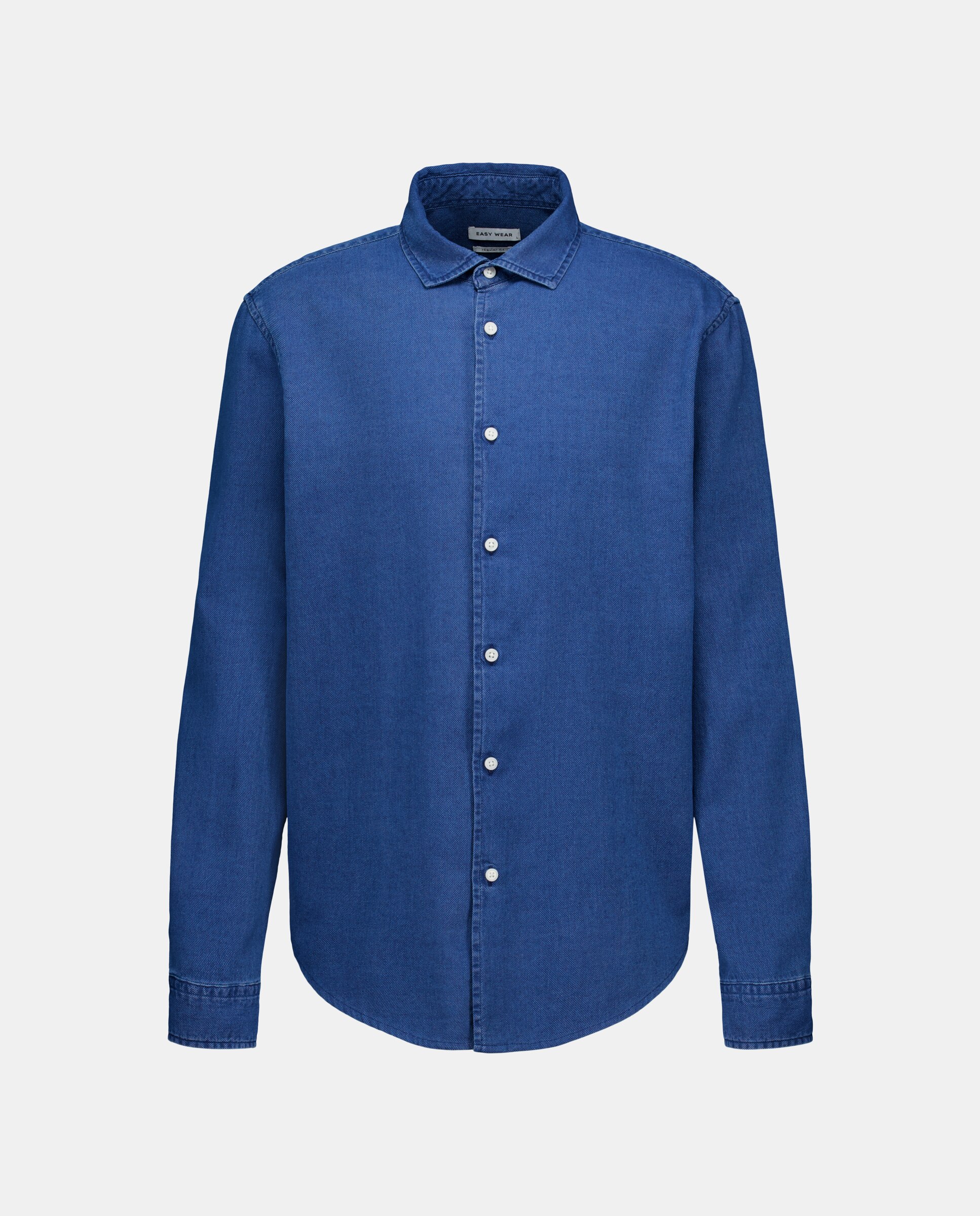 Camisa de Manga Comprida com Estrutura de Ganga Índigo-5