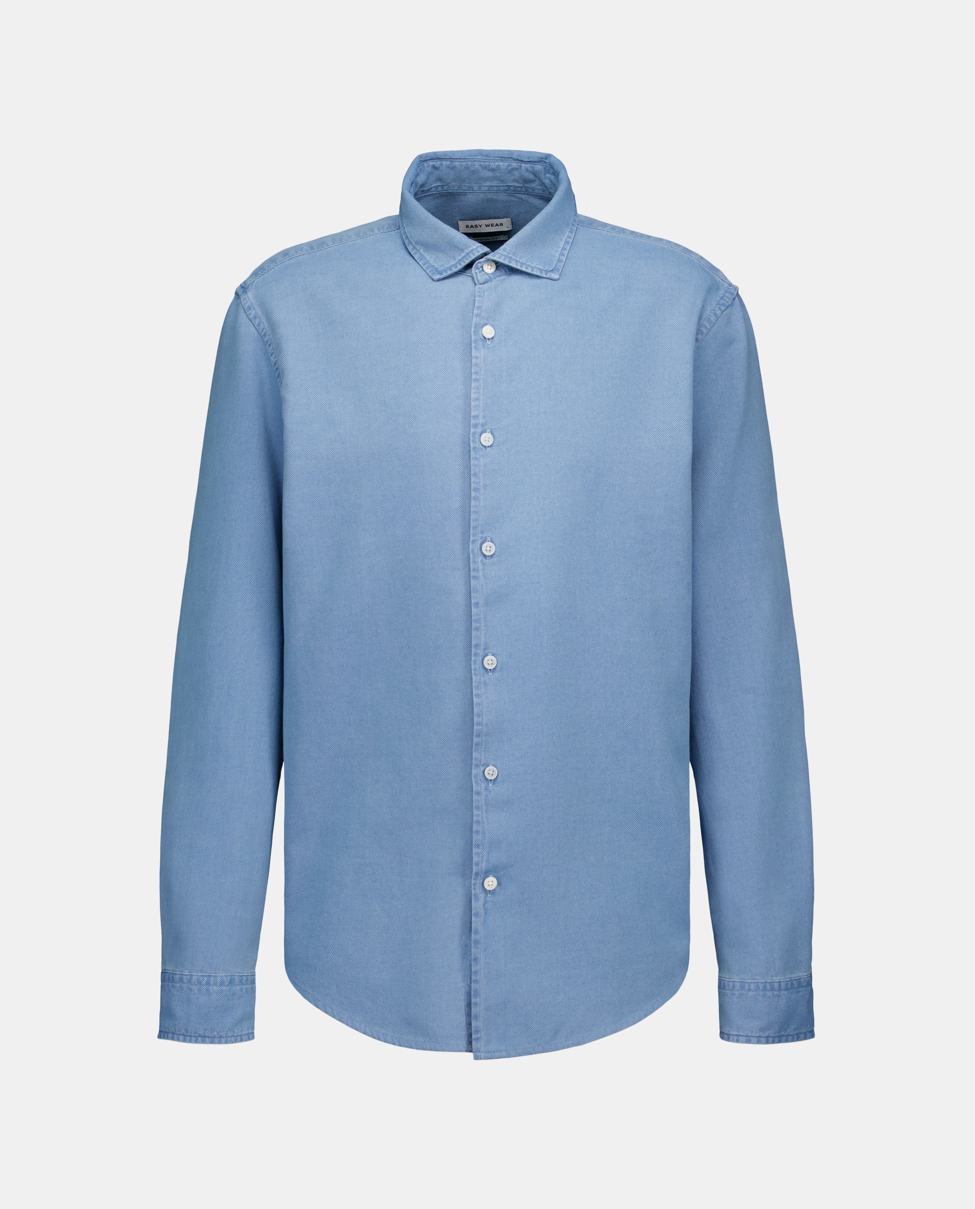 Camisa de Manga Comprida com Estrutura de Ganga Azul-claro-5
