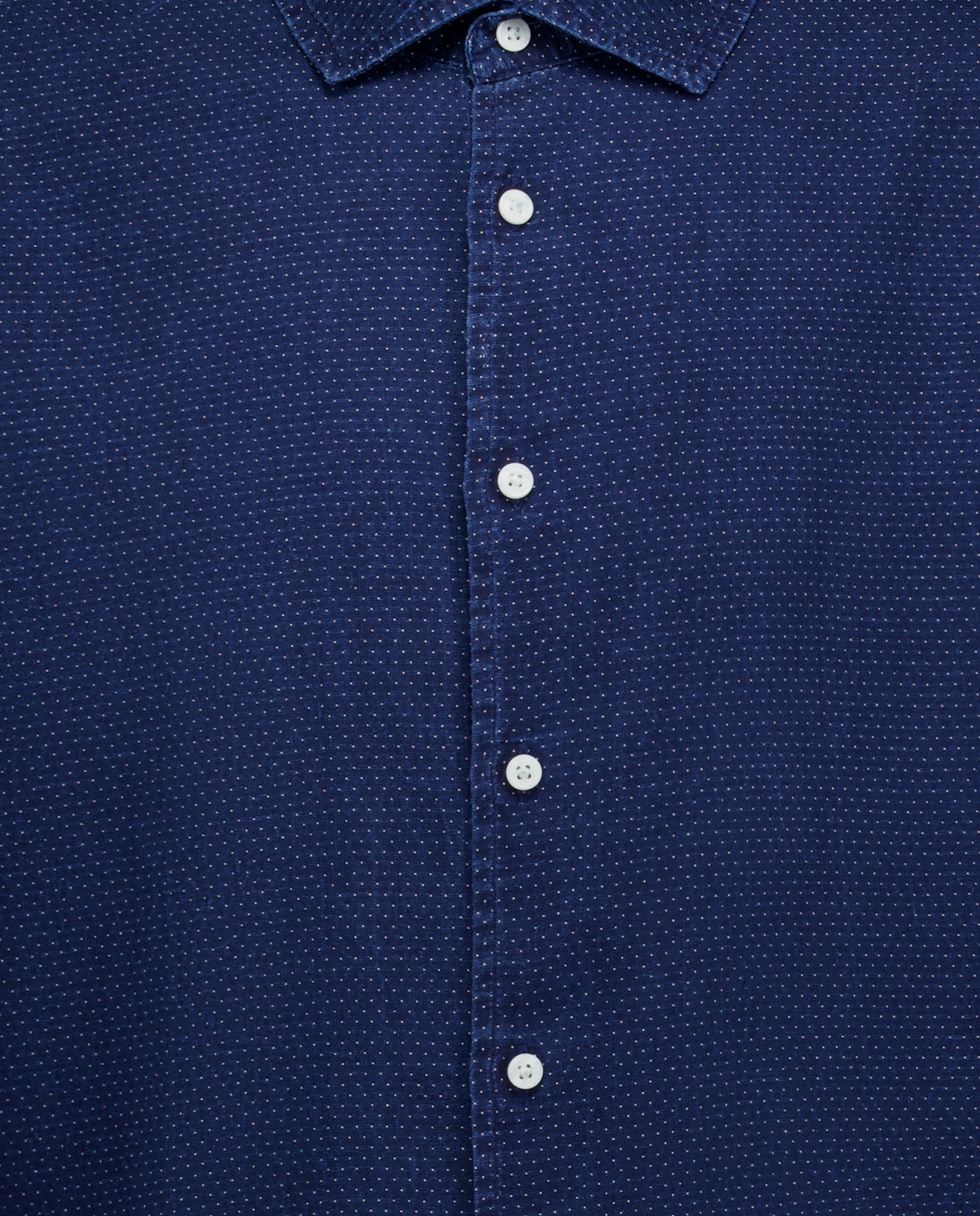 Camisa de Manga Comprida com Estrutura de Ganga Jacquard Índigo-6