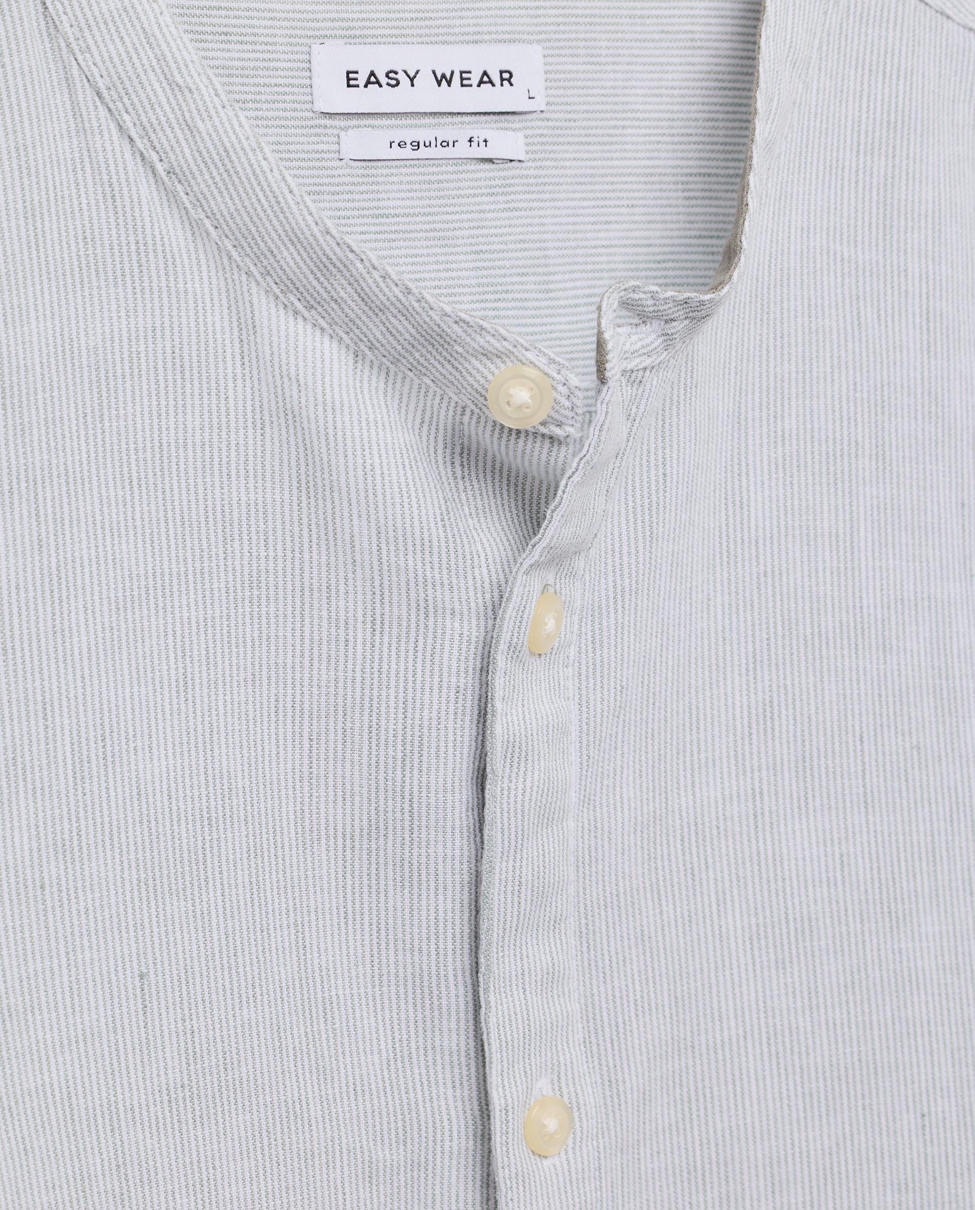 Camisa de Linho e Algodão às Riscas com Manga Comprida 520 Caqui-6