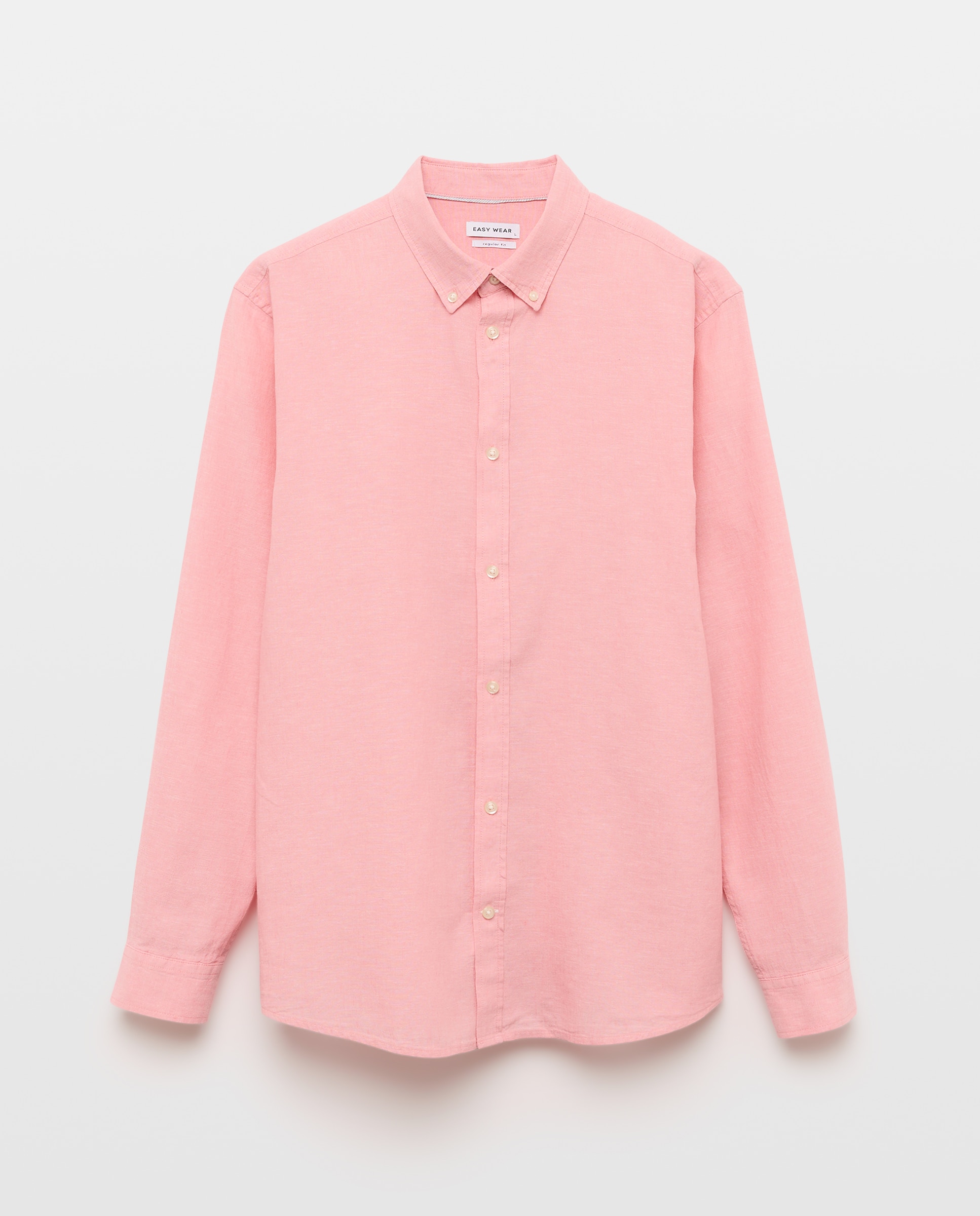 Camisa Lisa de Linho e Algodão com Manga Comprida 200 Rosa-5