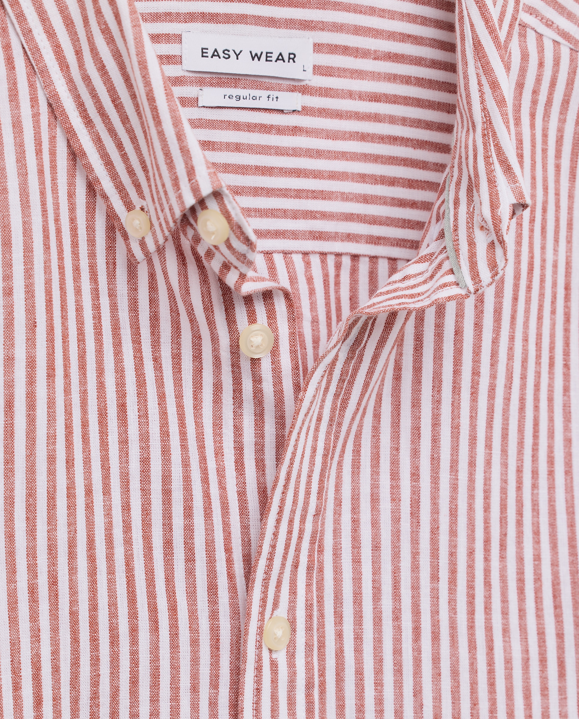 Camisa de hombre manga larga lino algodón rayas - Easy Wear - Bermellon Bermellon-6