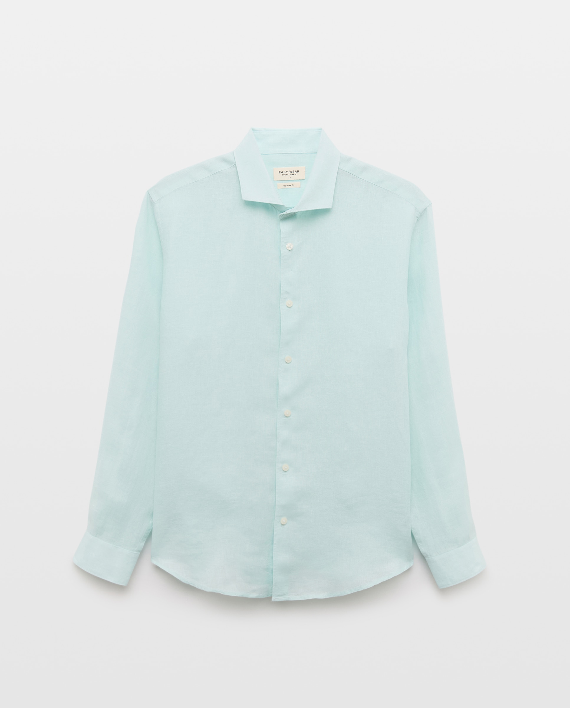 Camisa de Linho com Manga Comprida 582 Verde Água-4