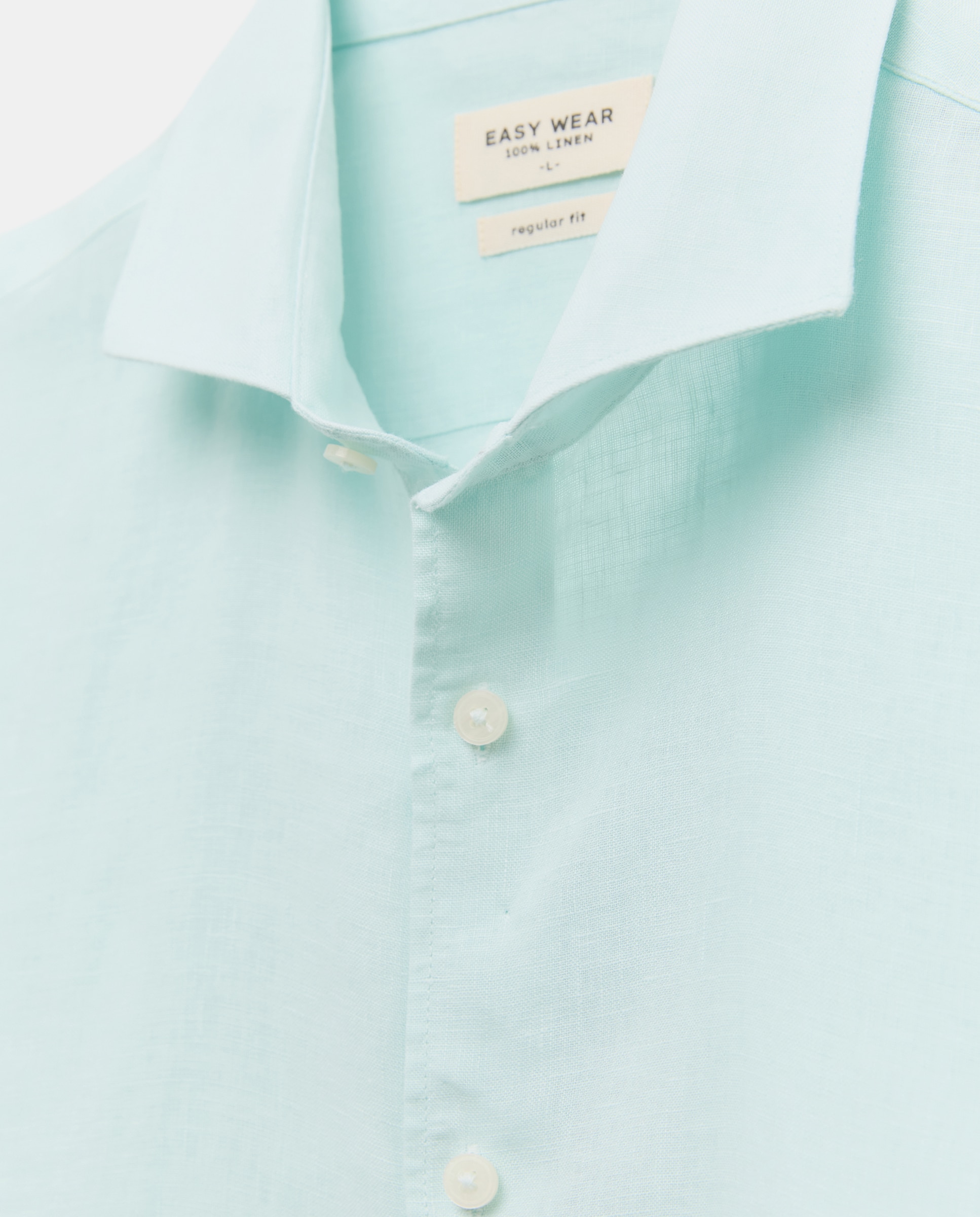 Camisa de Linho com Manga Comprida 582 Verde Água-5