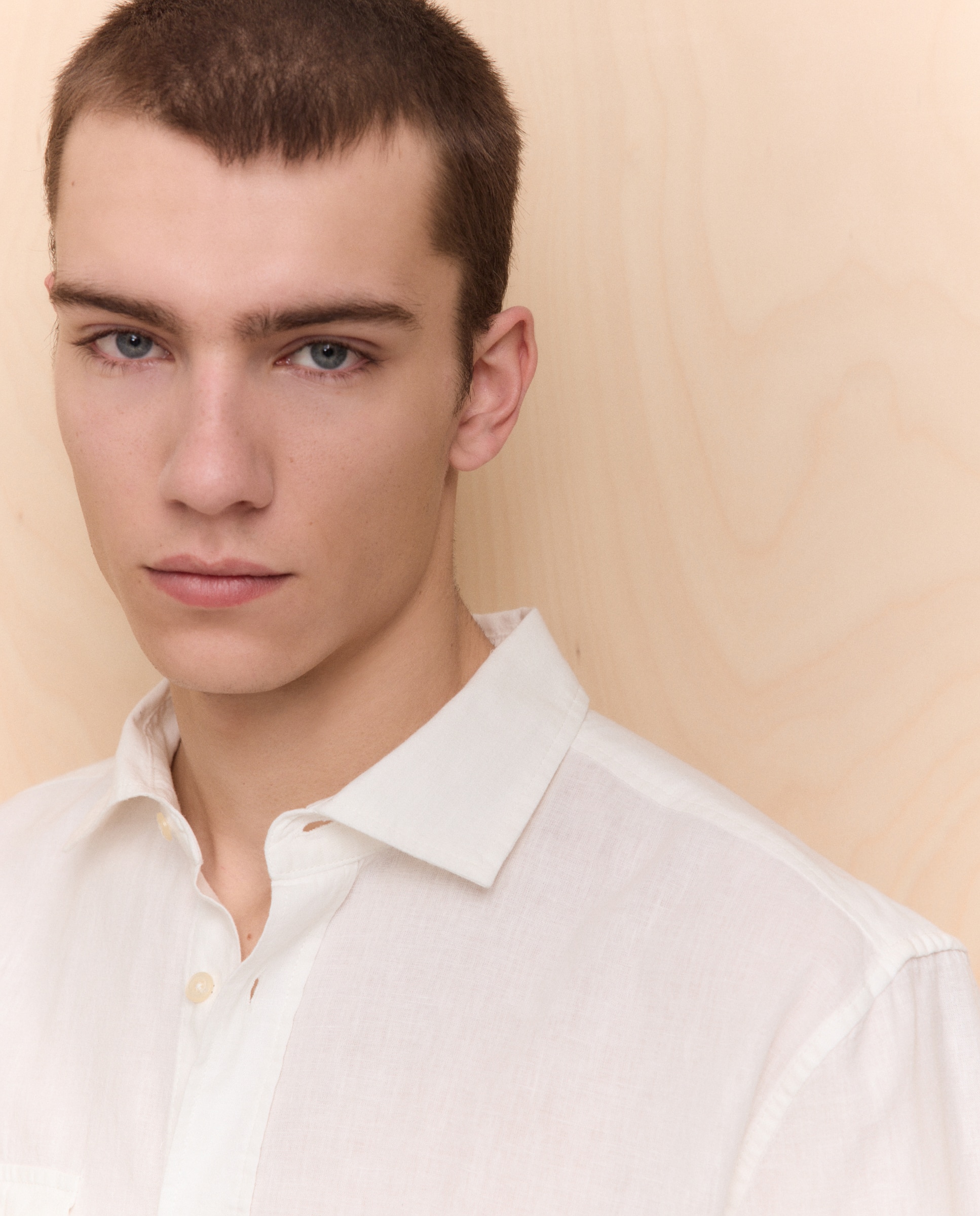Camisa de Linho e Algodão com Manga Comprida e Bolsos Branco-marfim-2