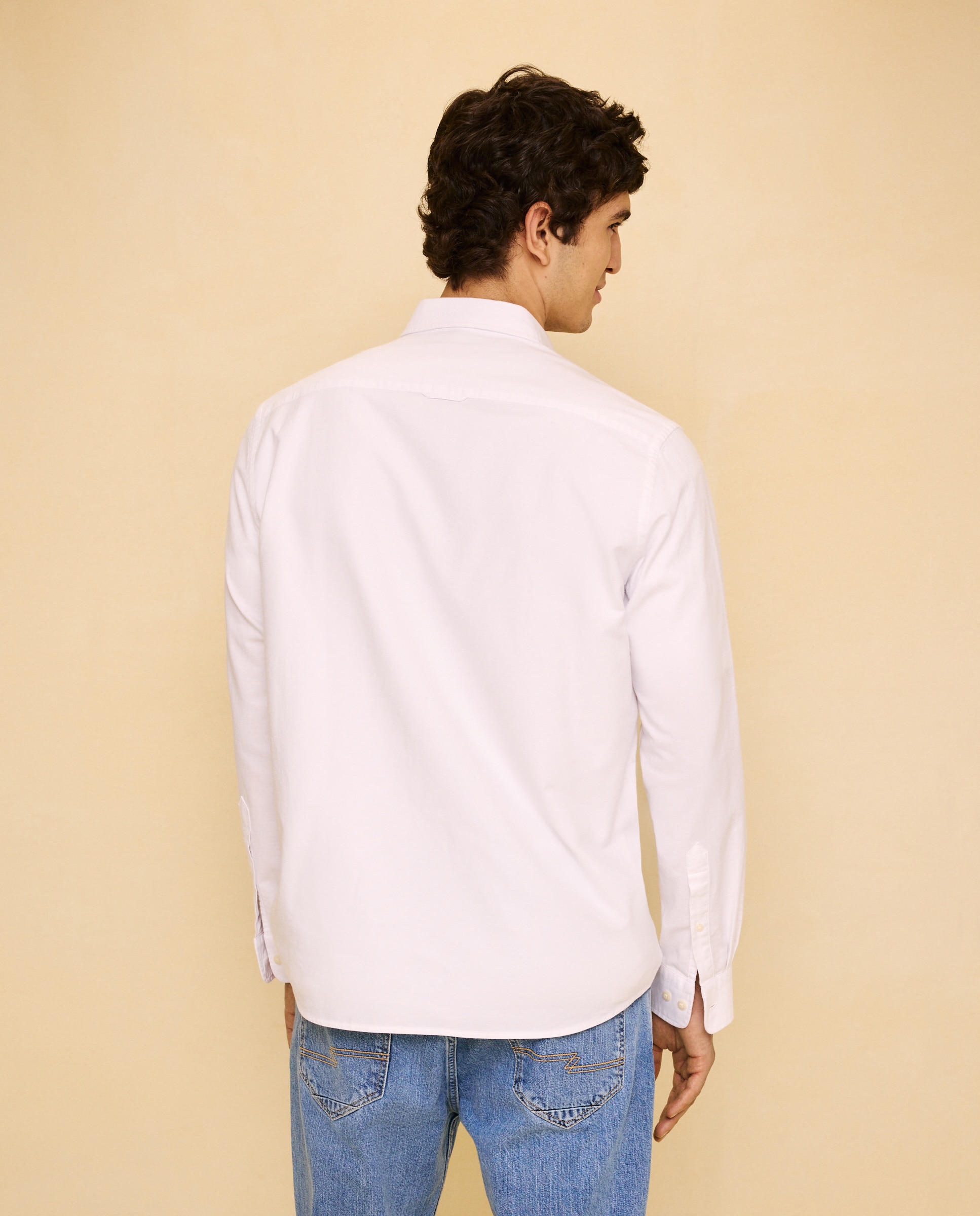 Camisa manga larga para hombre oxford lisa - Easy Wear - Blanco Blanco-3