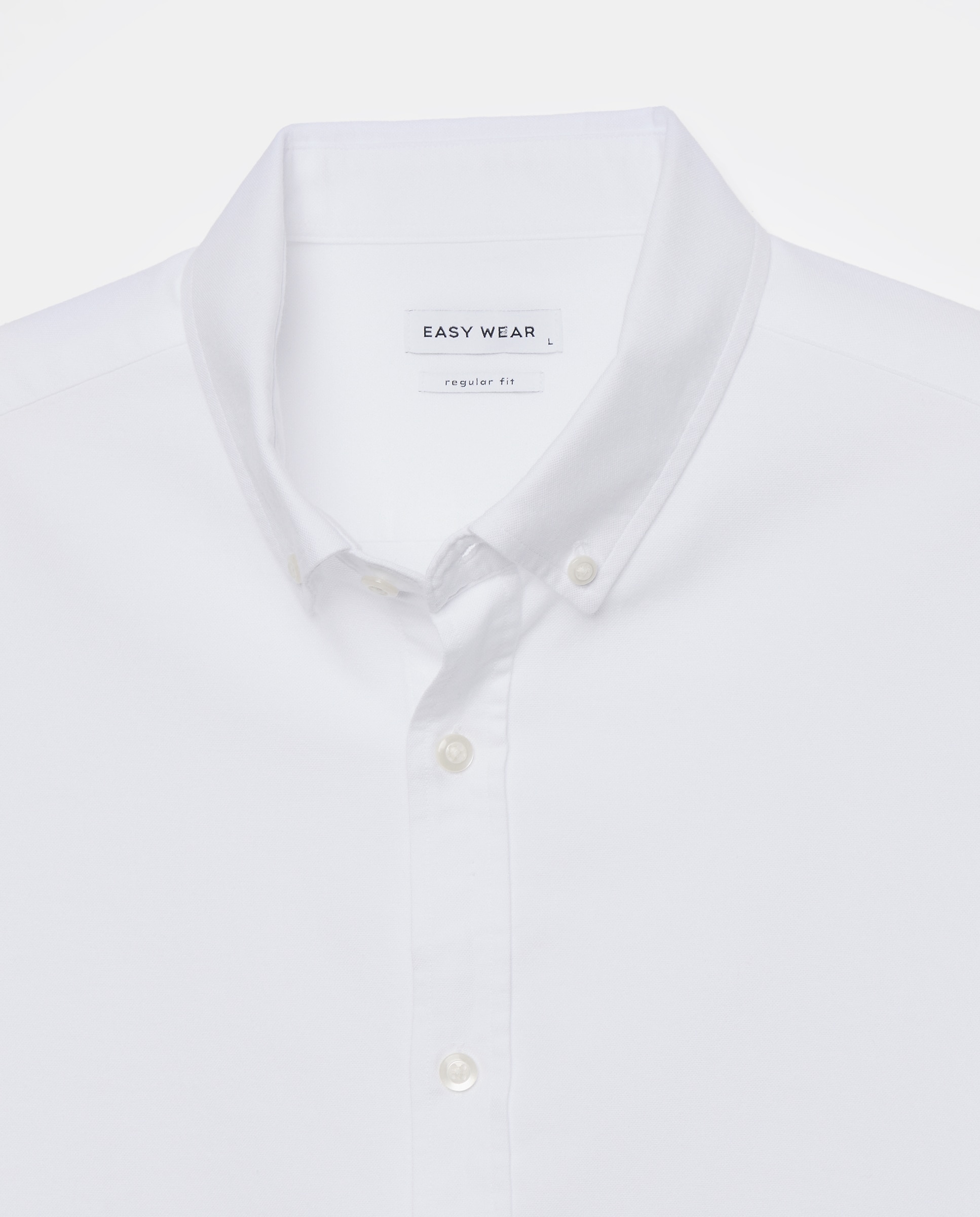 Camisa manga larga para hombre oxford lisa - Easy Wear - Blanco Blanco-5