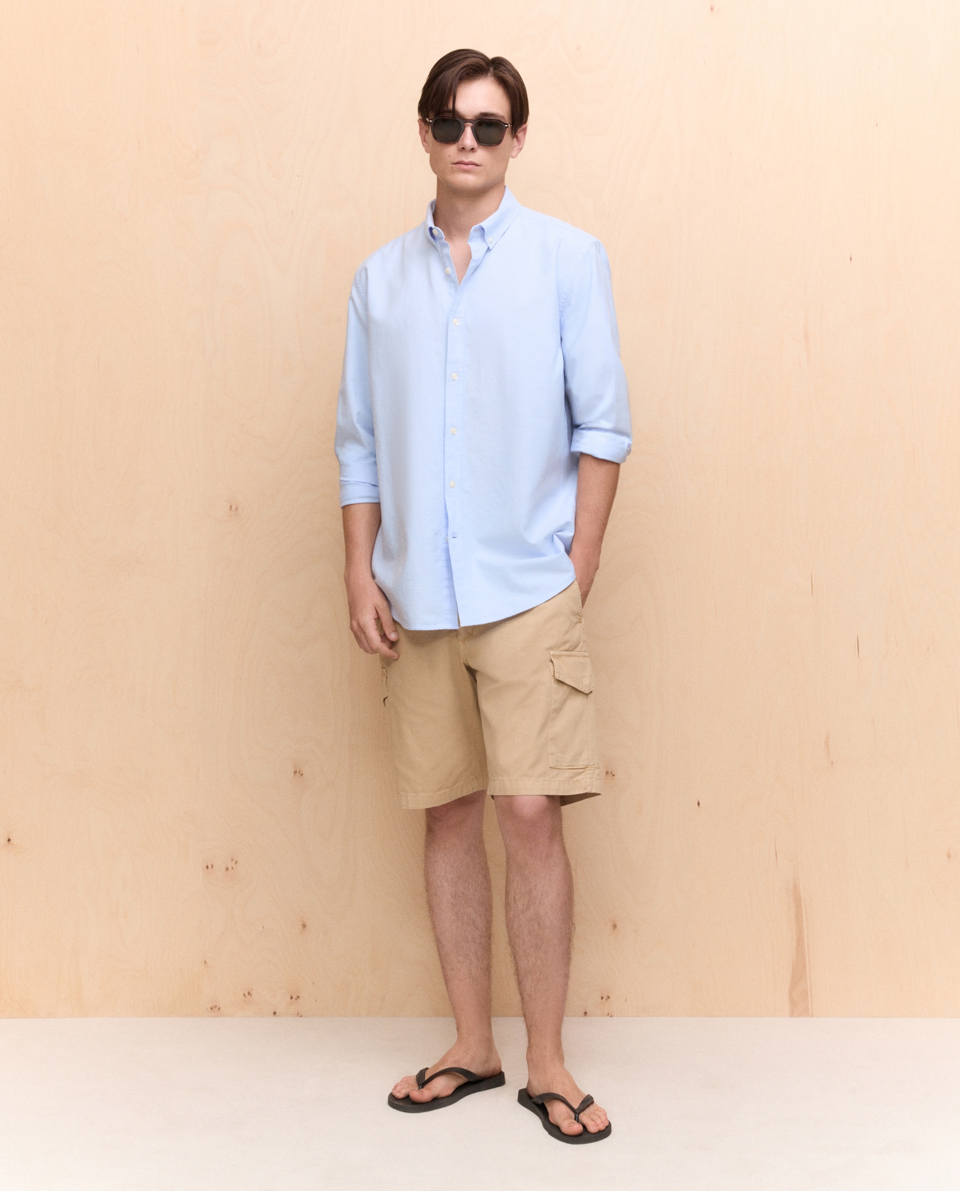 Imagen 2 de Camisa manga larga para hombre oxford lisa - Easy Wear - 410 Azul claro 410 Azul claro