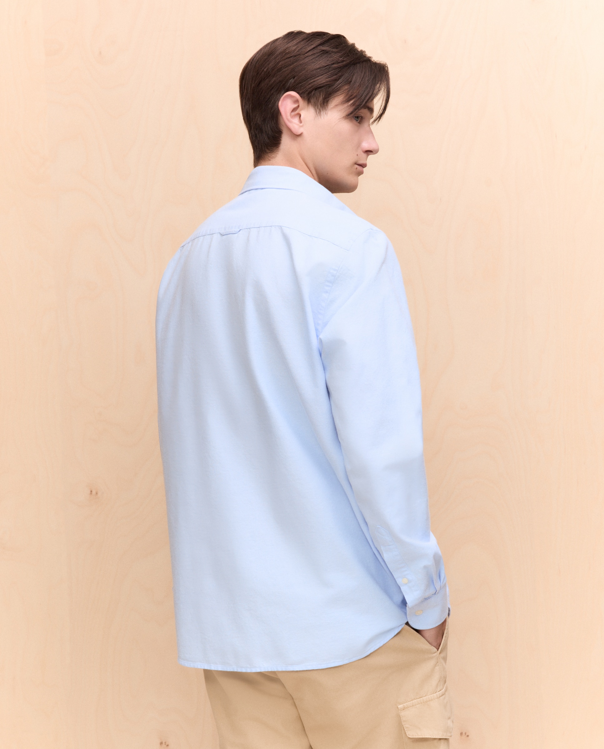 Imagen 3 de Camisa manga larga para hombre oxford lisa - Easy Wear - 410 Azul claro 410 Azul claro