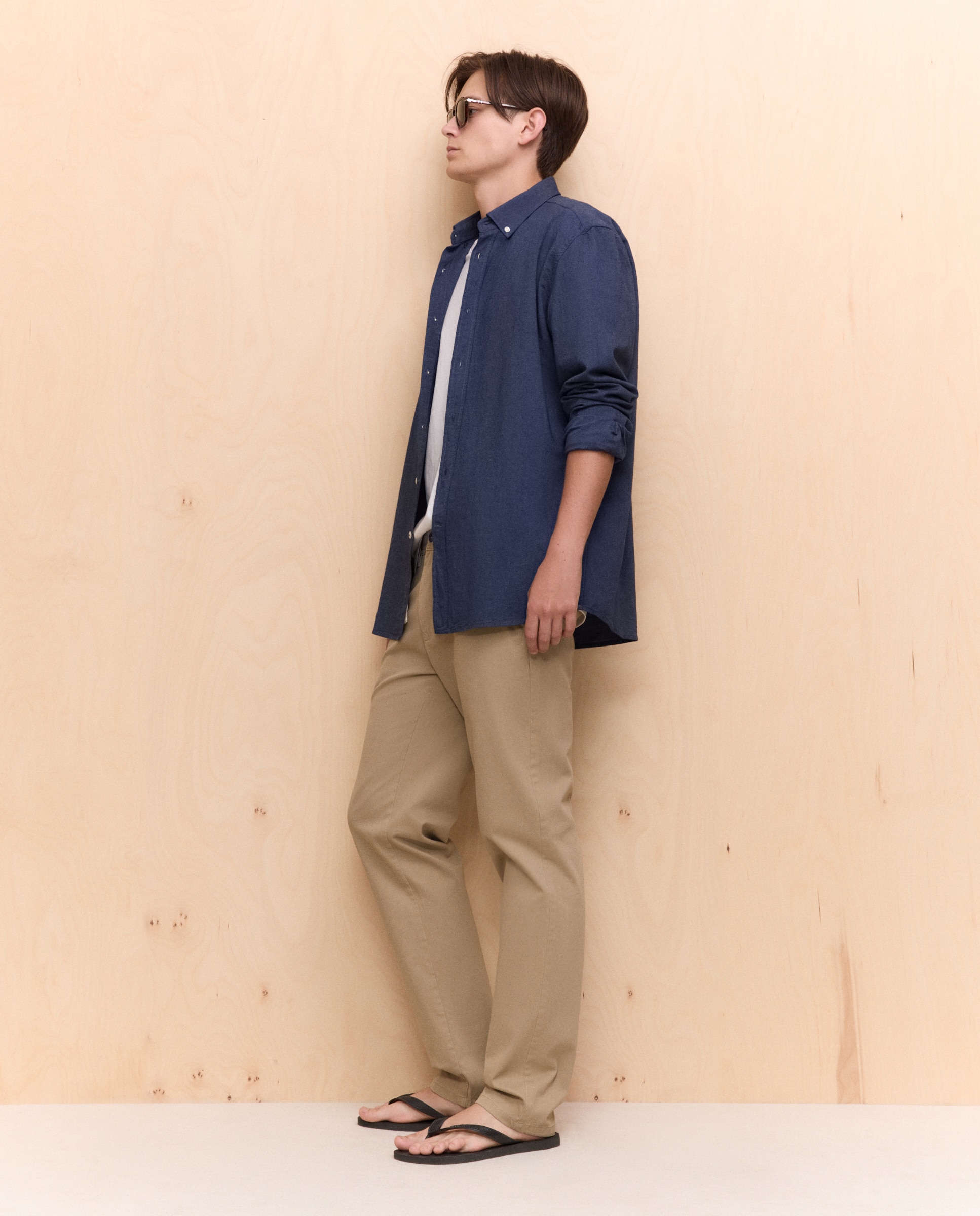 Camisa manga larga para hombre oxford lisa - Easy Wear - Azul marino Azul marino-2