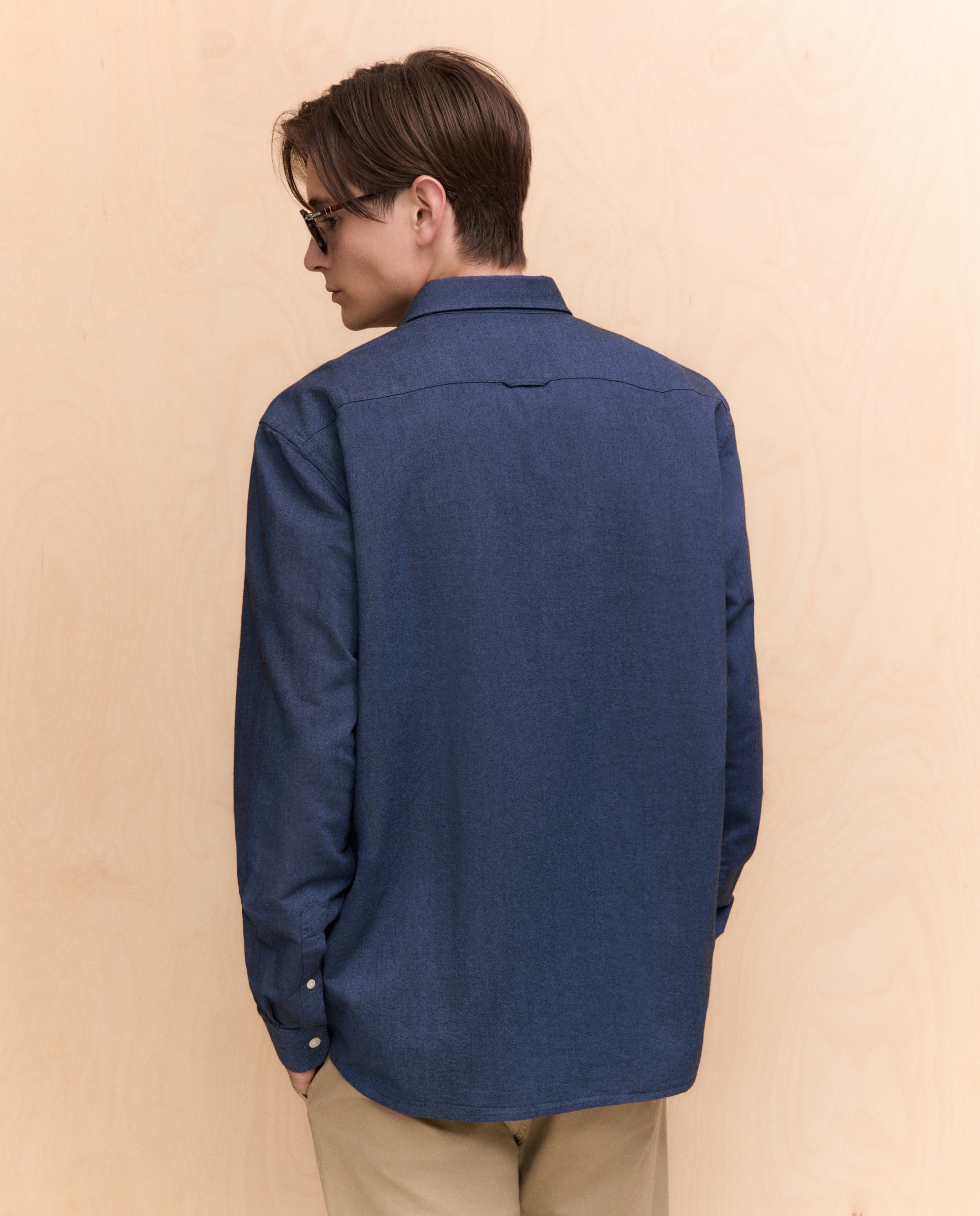 Camisa manga larga para hombre oxford lisa - Easy Wear - Azul marino Azul marino-3