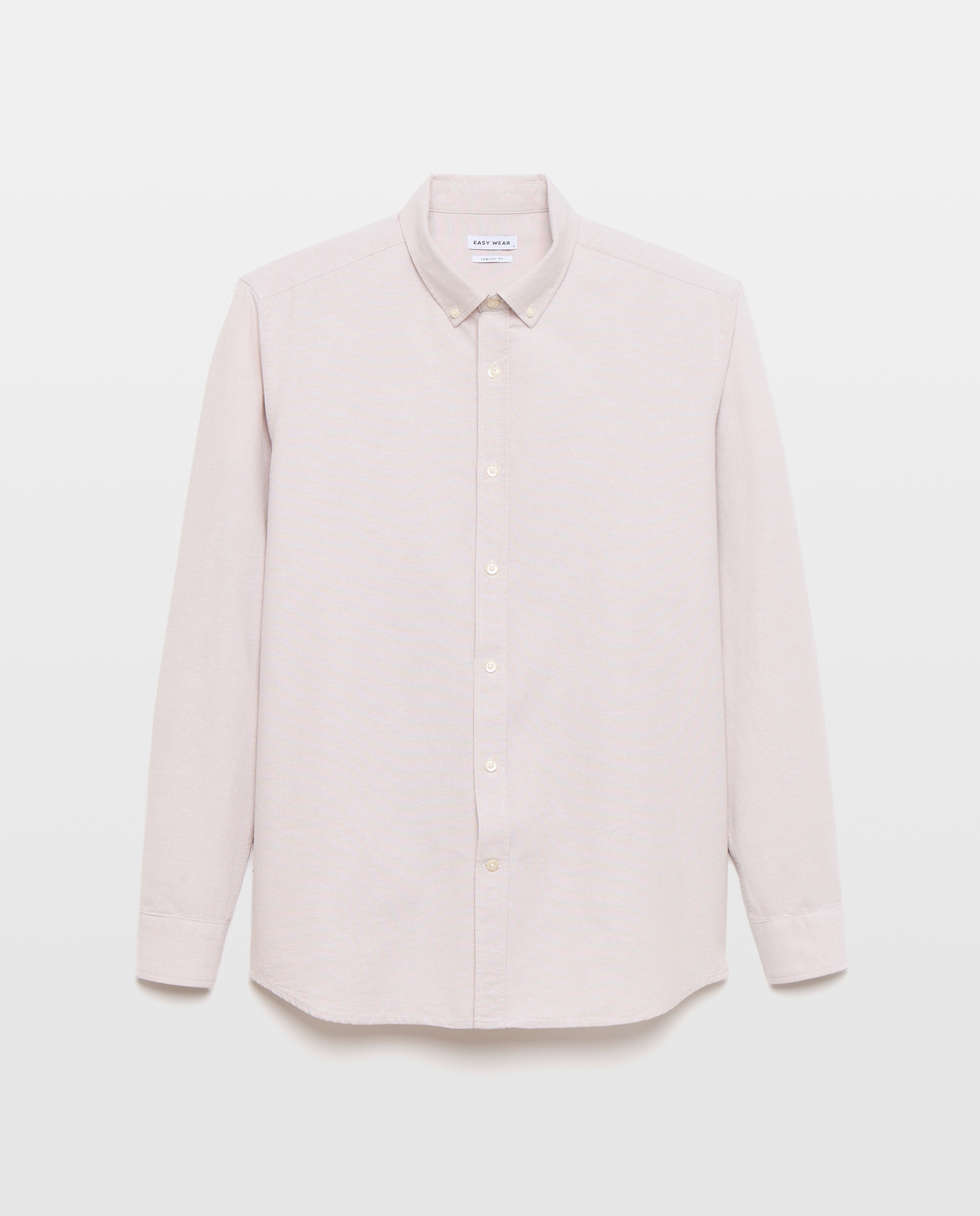 Camisa manga larga para hombre oxford lisa - Easy Wear - Beige Beige-4