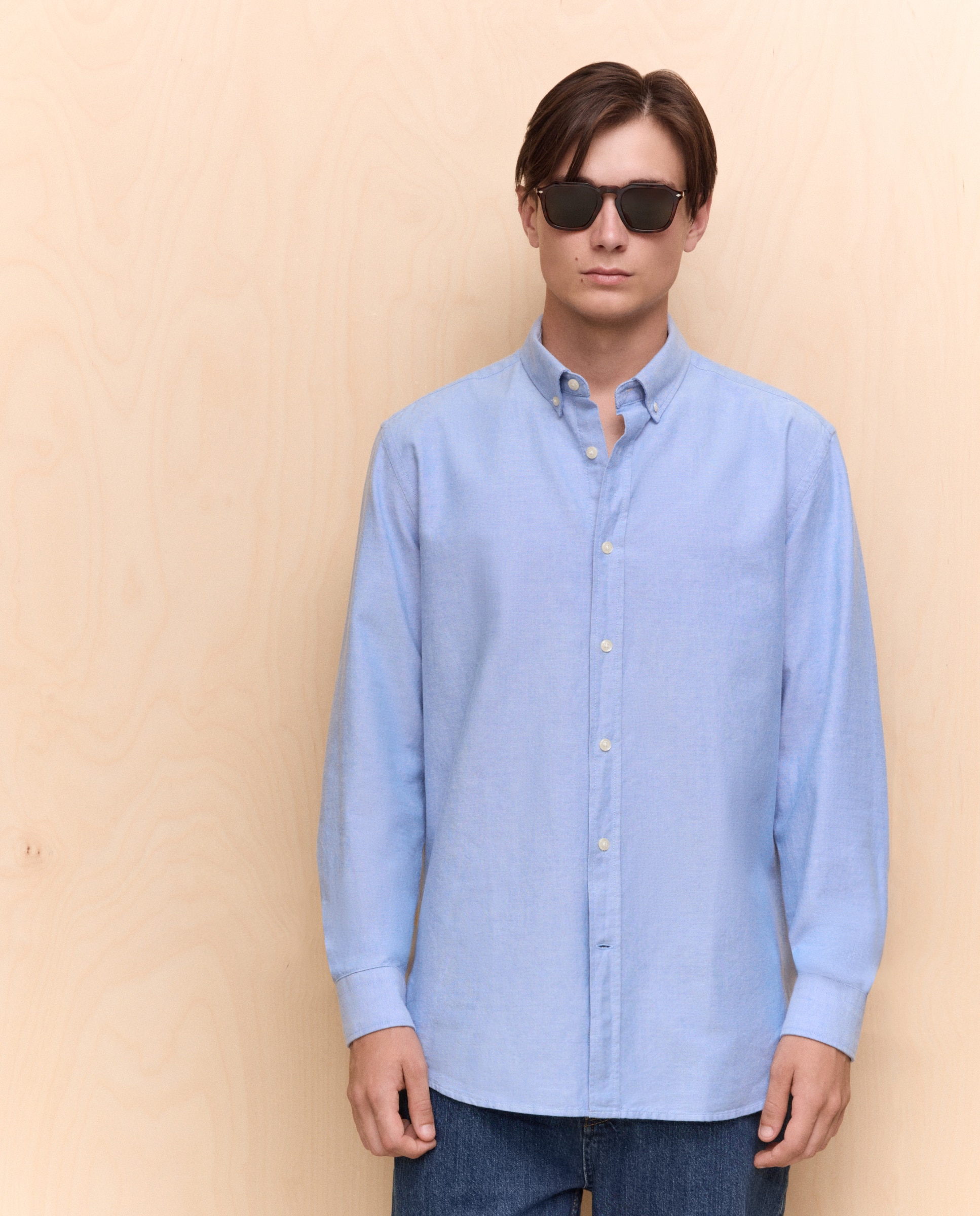 Imagen 0 de Camisa manga larga para hombre oxford lisa 471 Índigo