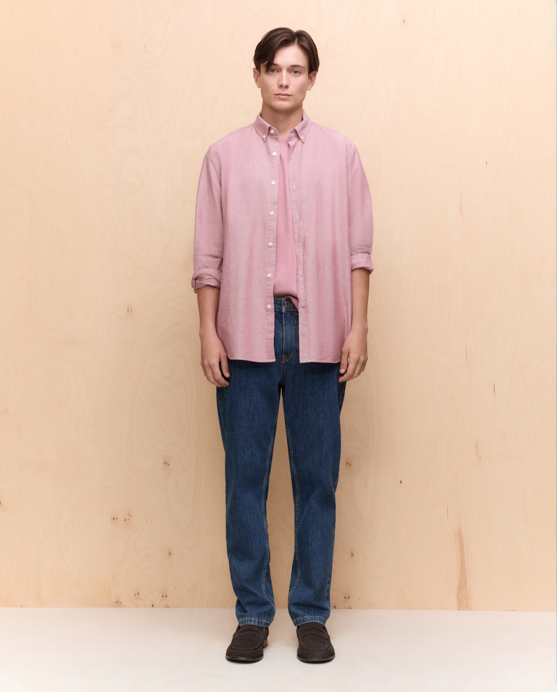 Camisa manga larga para hombre oxford lisa - Easy Wear - Ciruela Ciruela-2