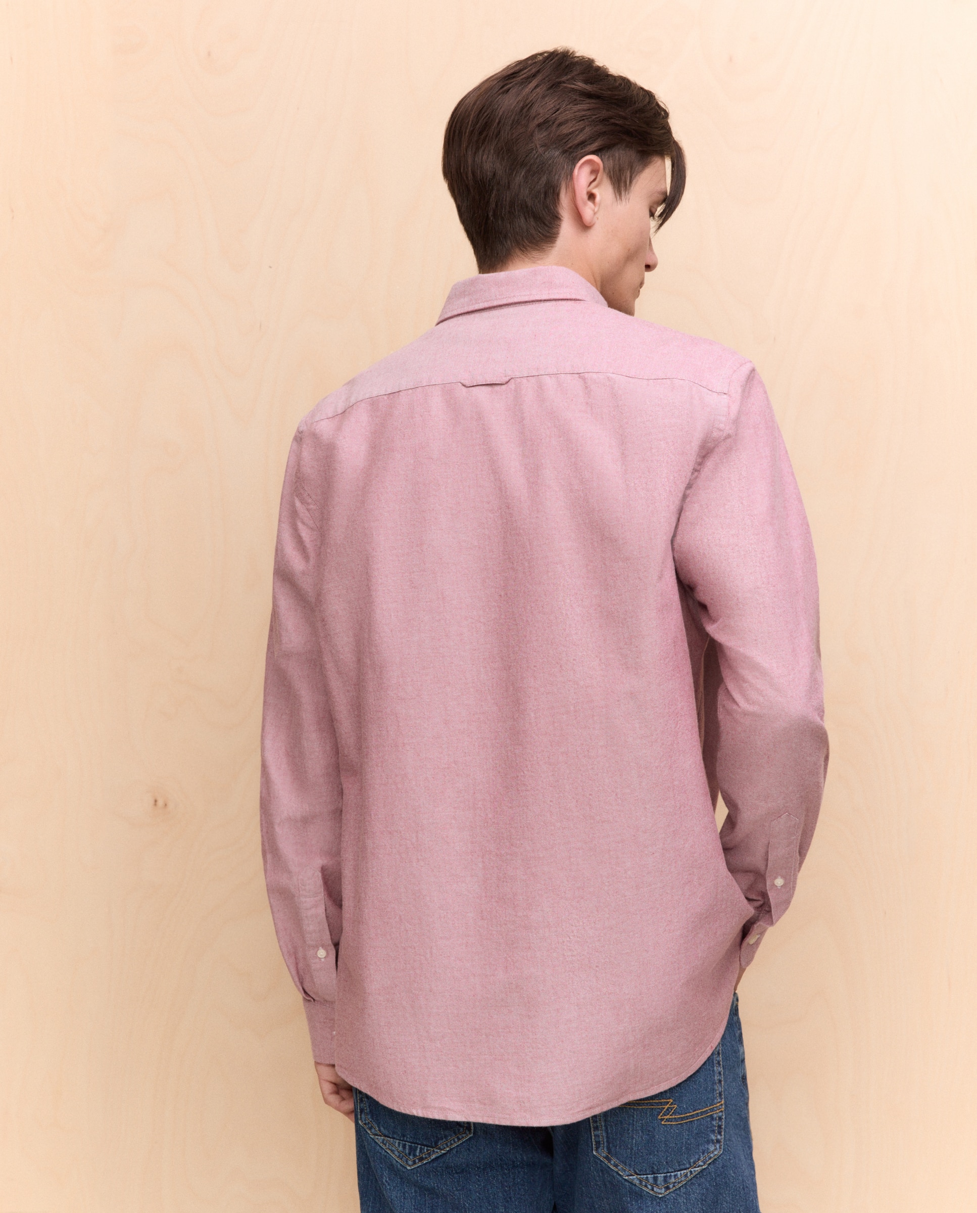 Camisa manga larga para hombre oxford lisa - Easy Wear - Ciruela Ciruela-3