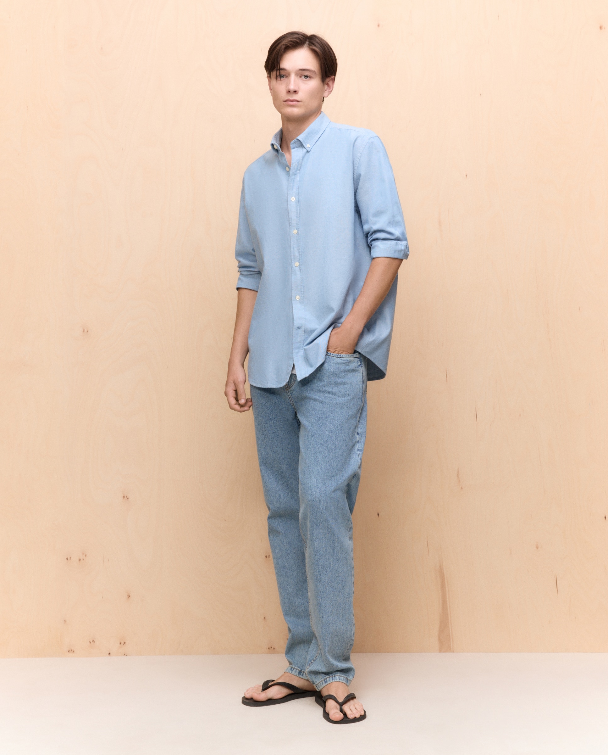 Imagen 2 de Camisa manga larga para hombre oxford lisa - Easy Wear - 582 Verde agua 582 Verde agua