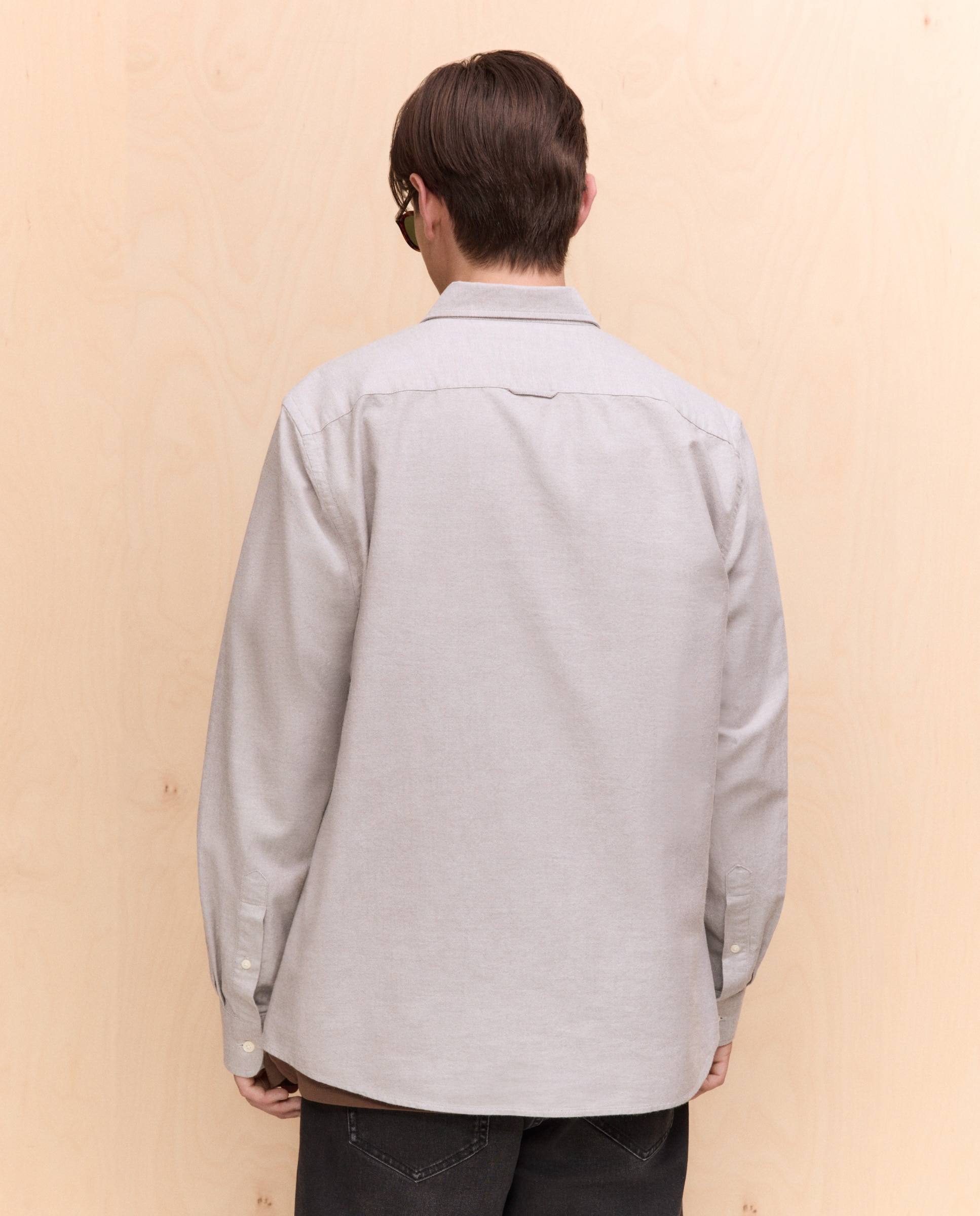 Camisa manga larga para hombre oxford lisa - Easy Wear - Marrón Marrón-3