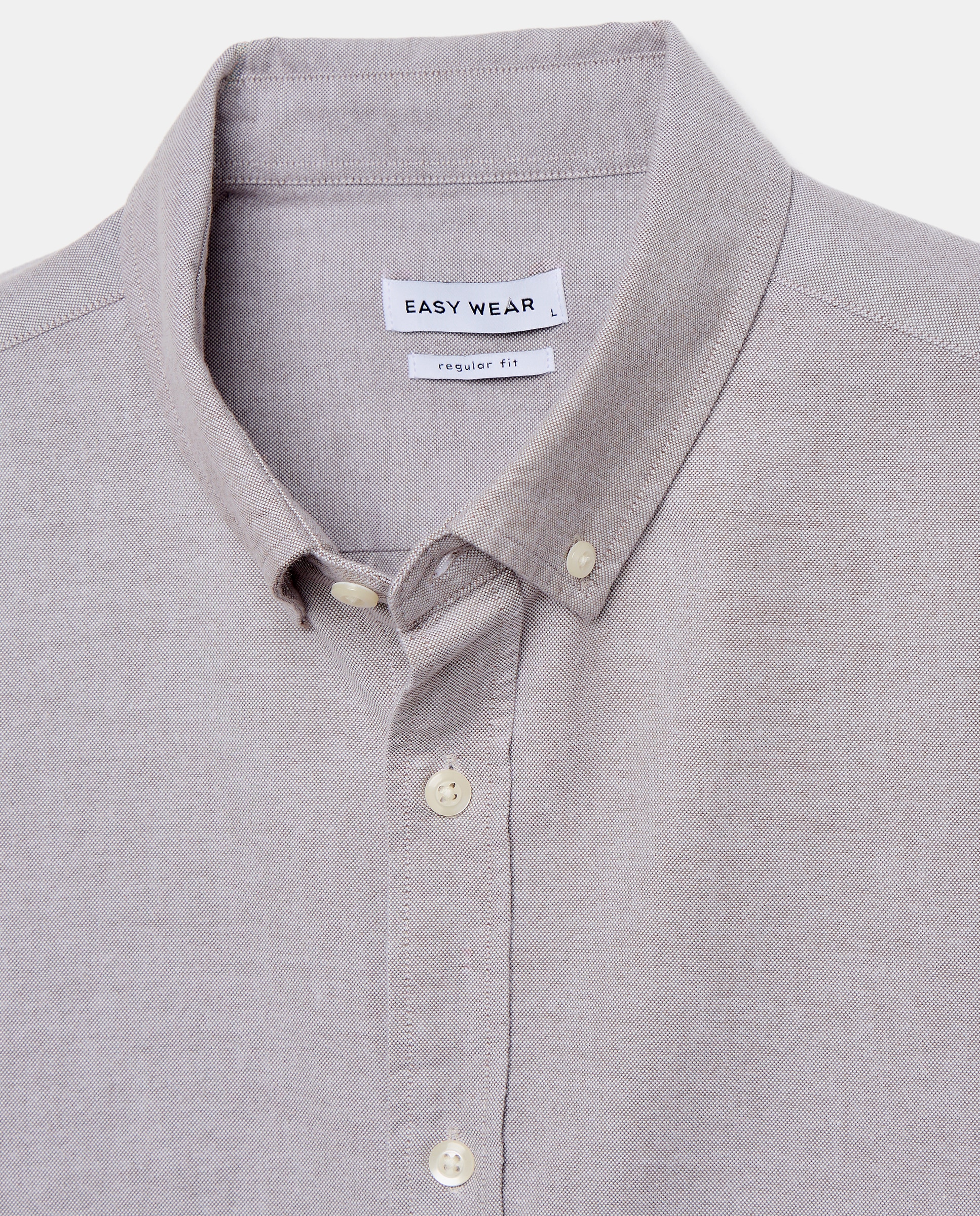 Camisa manga larga para hombre oxford lisa - Easy Wear - Marrón Marrón-5
