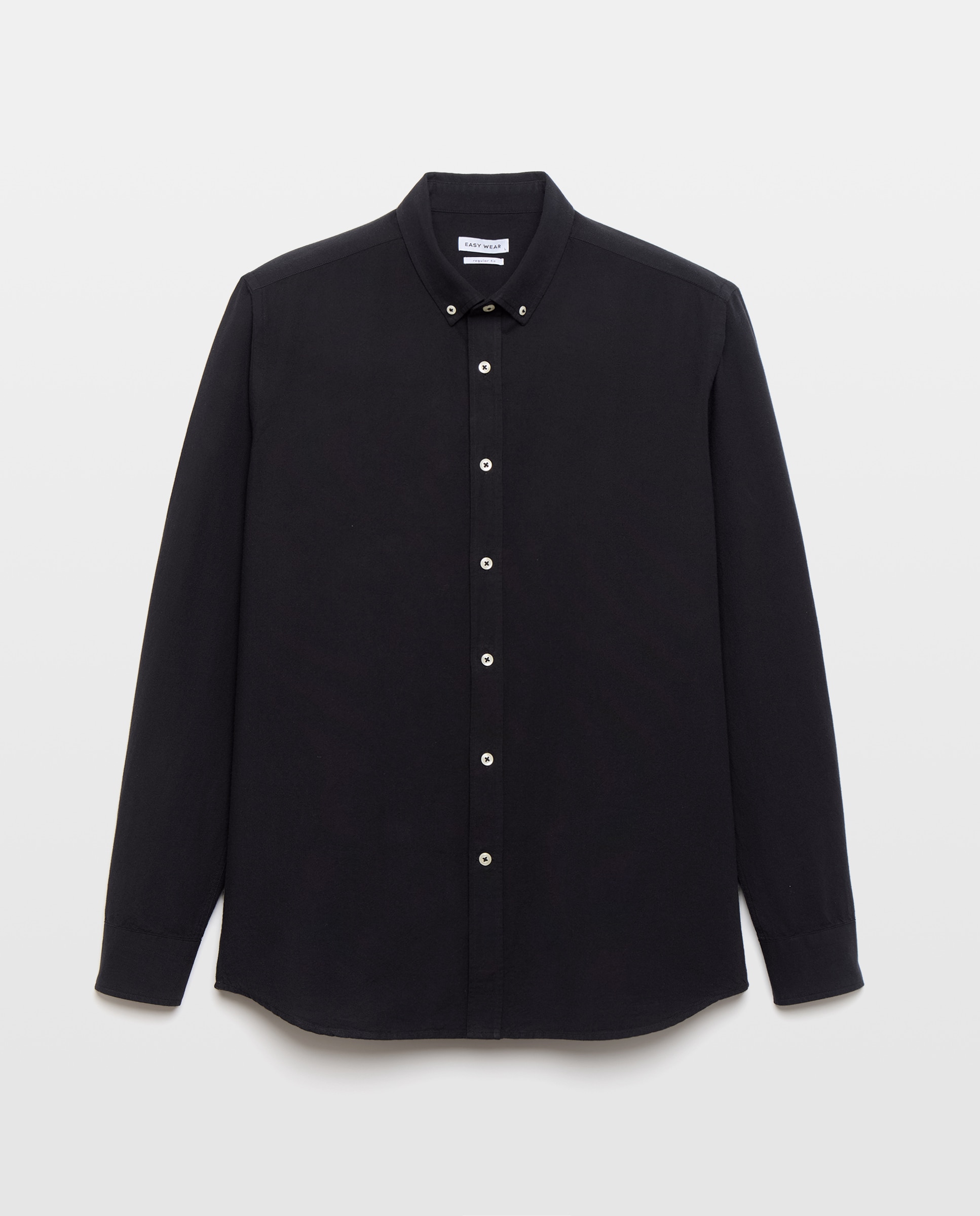 Camisa Oxford Lisa com Manga Comprida Preto-4