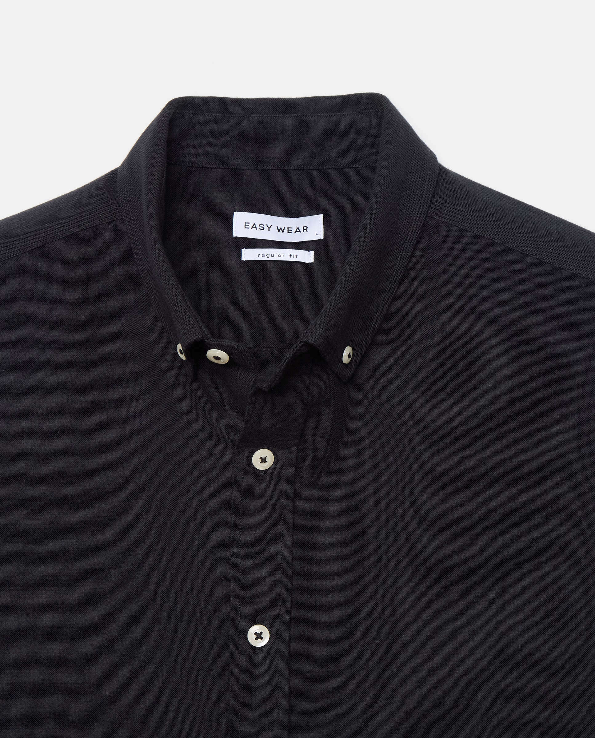Camisa Oxford Lisa com Manga Comprida Preto-5