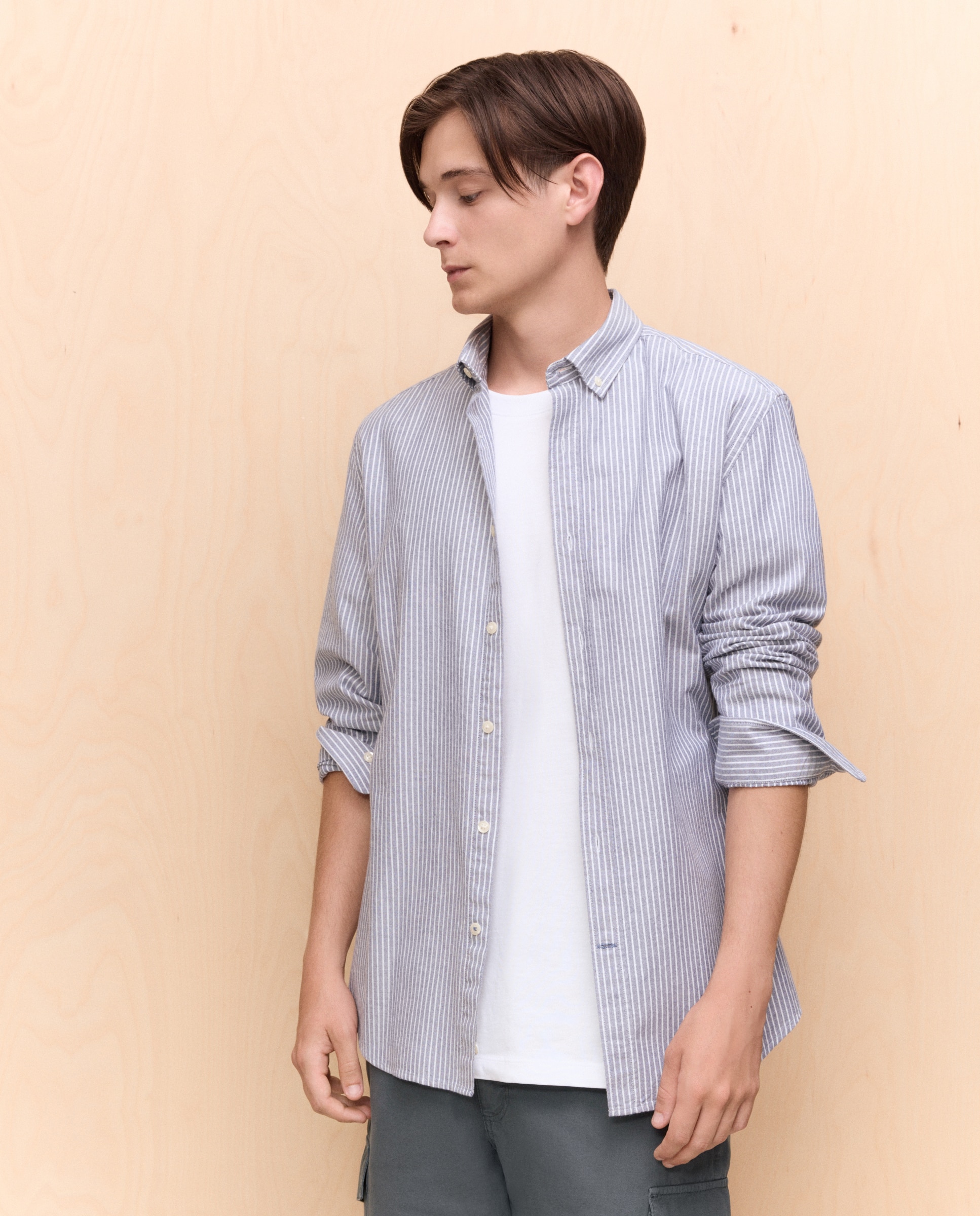 Easy Wear - Camisa manga larga para hombre oxford rayas.