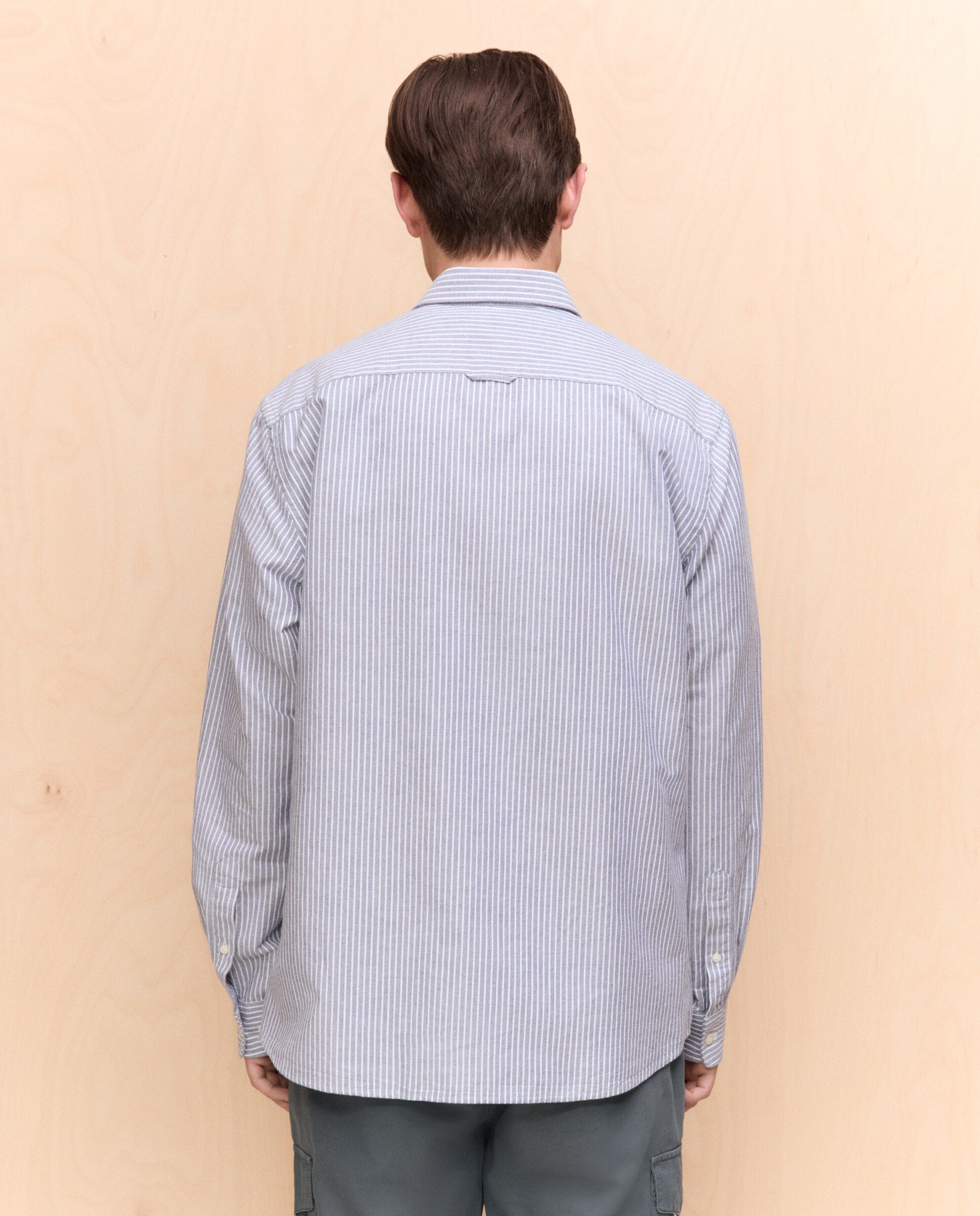 Camisa manga larga para hombre oxford rayas - Easy Wear - Azul marino Azul marino-3