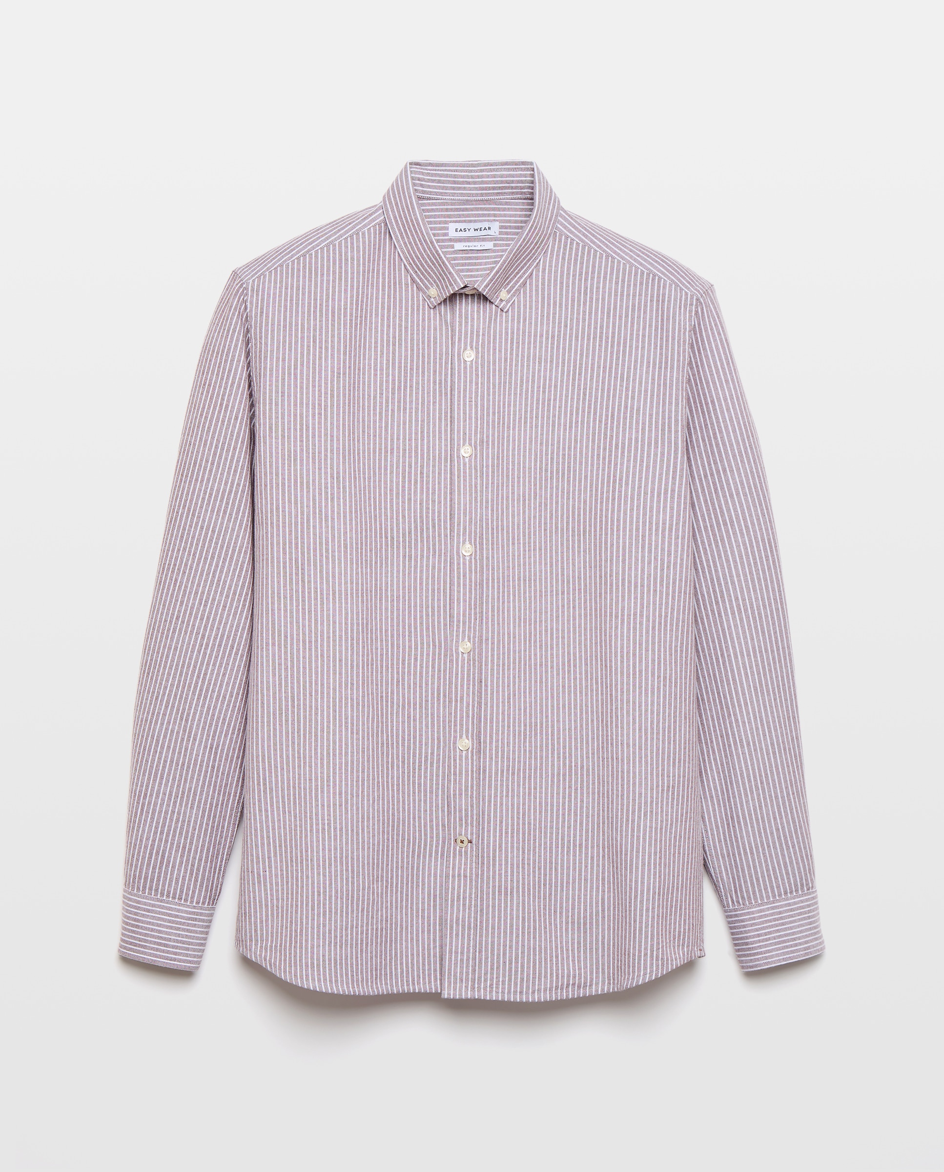 Imagen 0 de Camisa manga larga para hombre oxford rayas Marrón