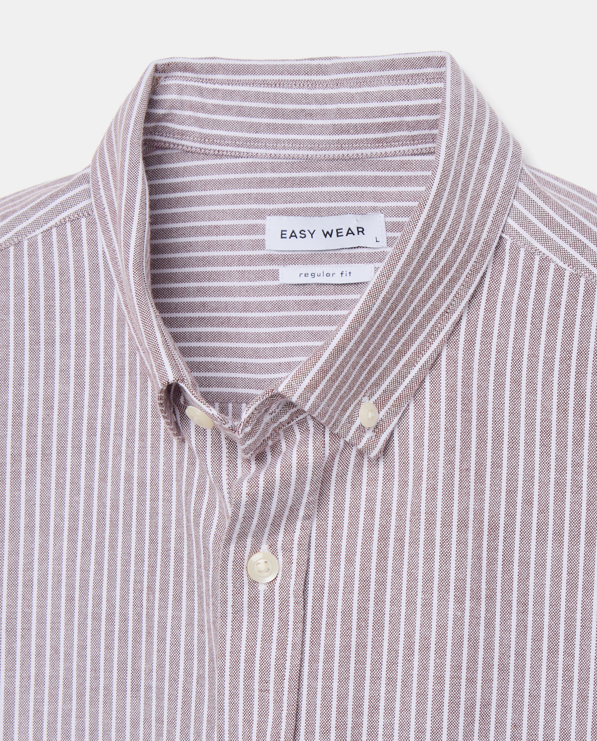Camisa manga larga para hombre oxford rayas - Easy Wear - Marrón Marrón-2