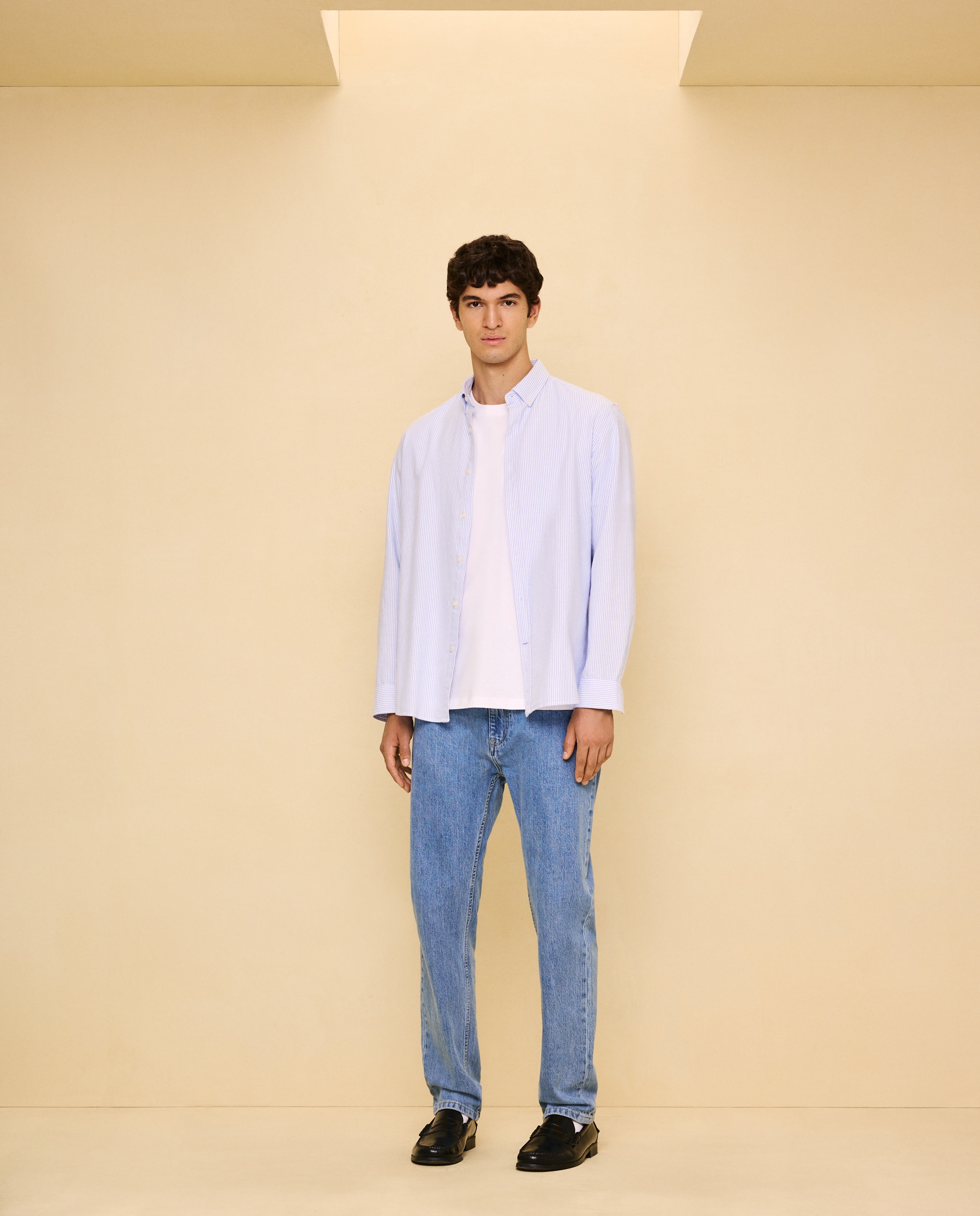 Imagen 2 de Camisa manga larga para hombre oxford rayas - Easy Wear - 410 Azul claro 410 Azul claro