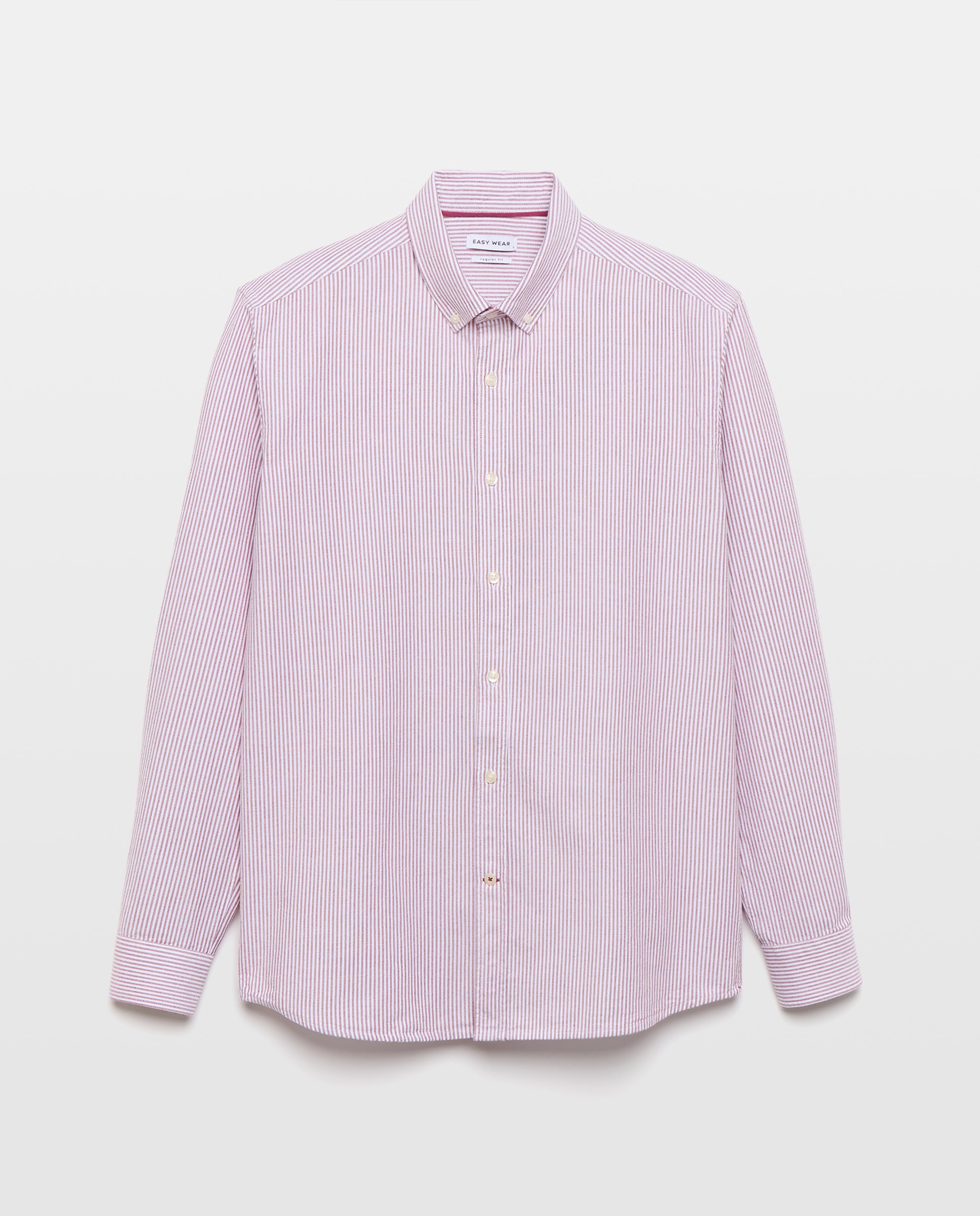 Camisa Oxford com Manga Comprida e às Riscas Ameixa-4