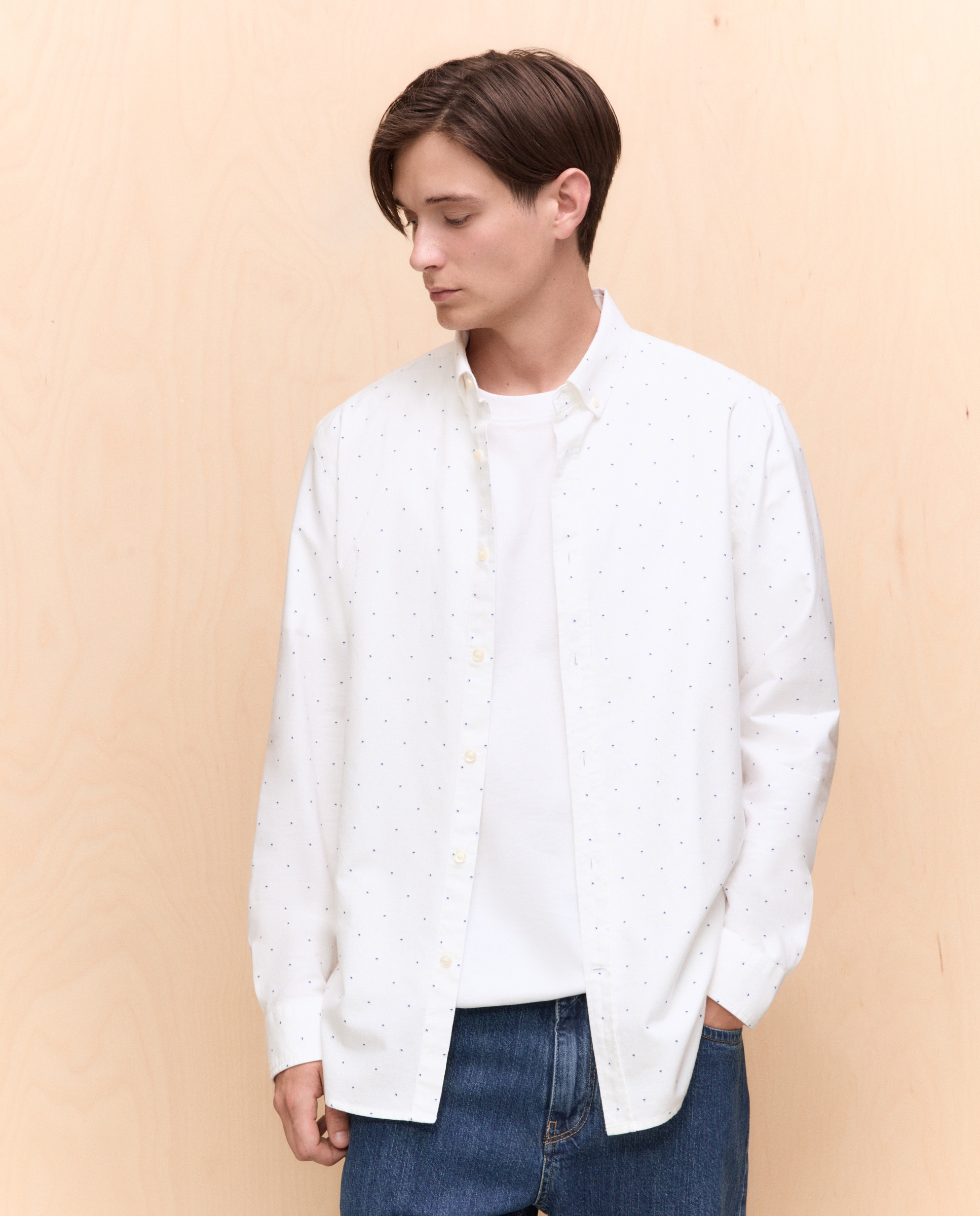 Easy Wear - Camisa manga larga para hombre oxford print.