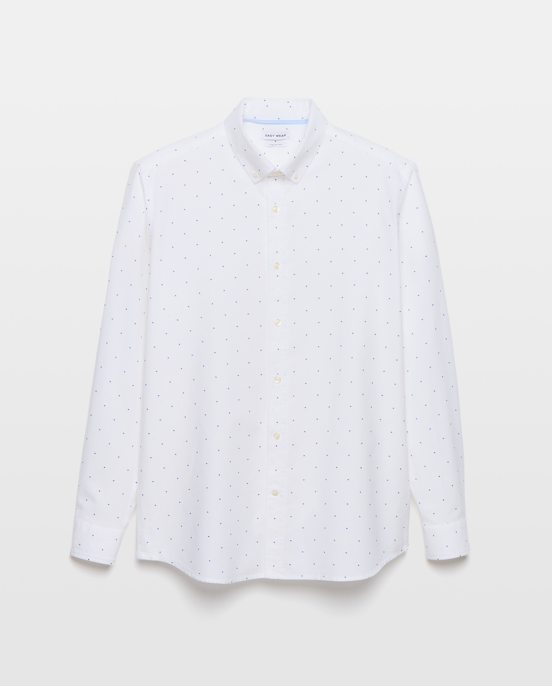 Camisa de Manga Comprida com Estampado Oxford Branco-4