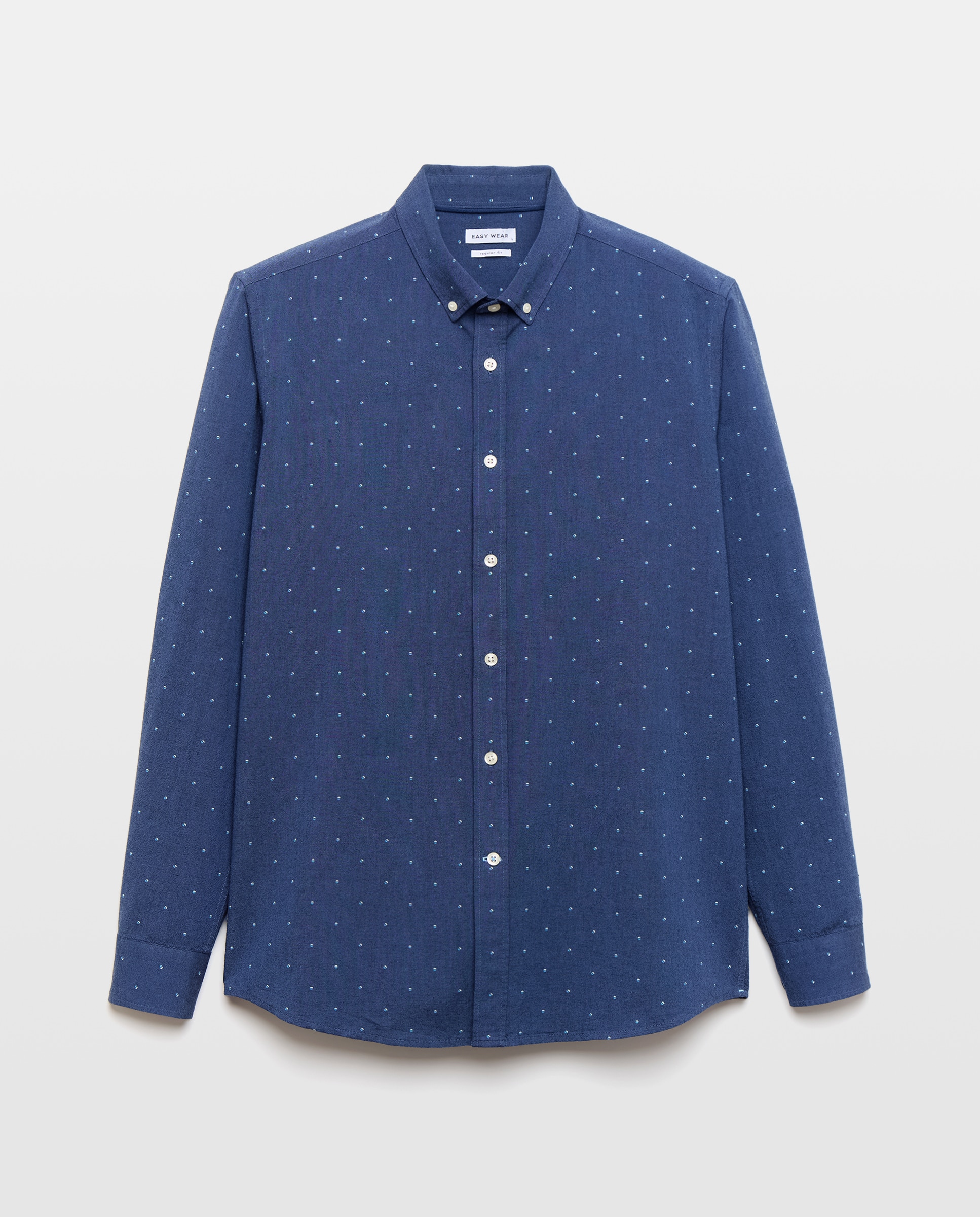 Camisa de Manga Comprida com Estampado Oxford Azul-marinho-4