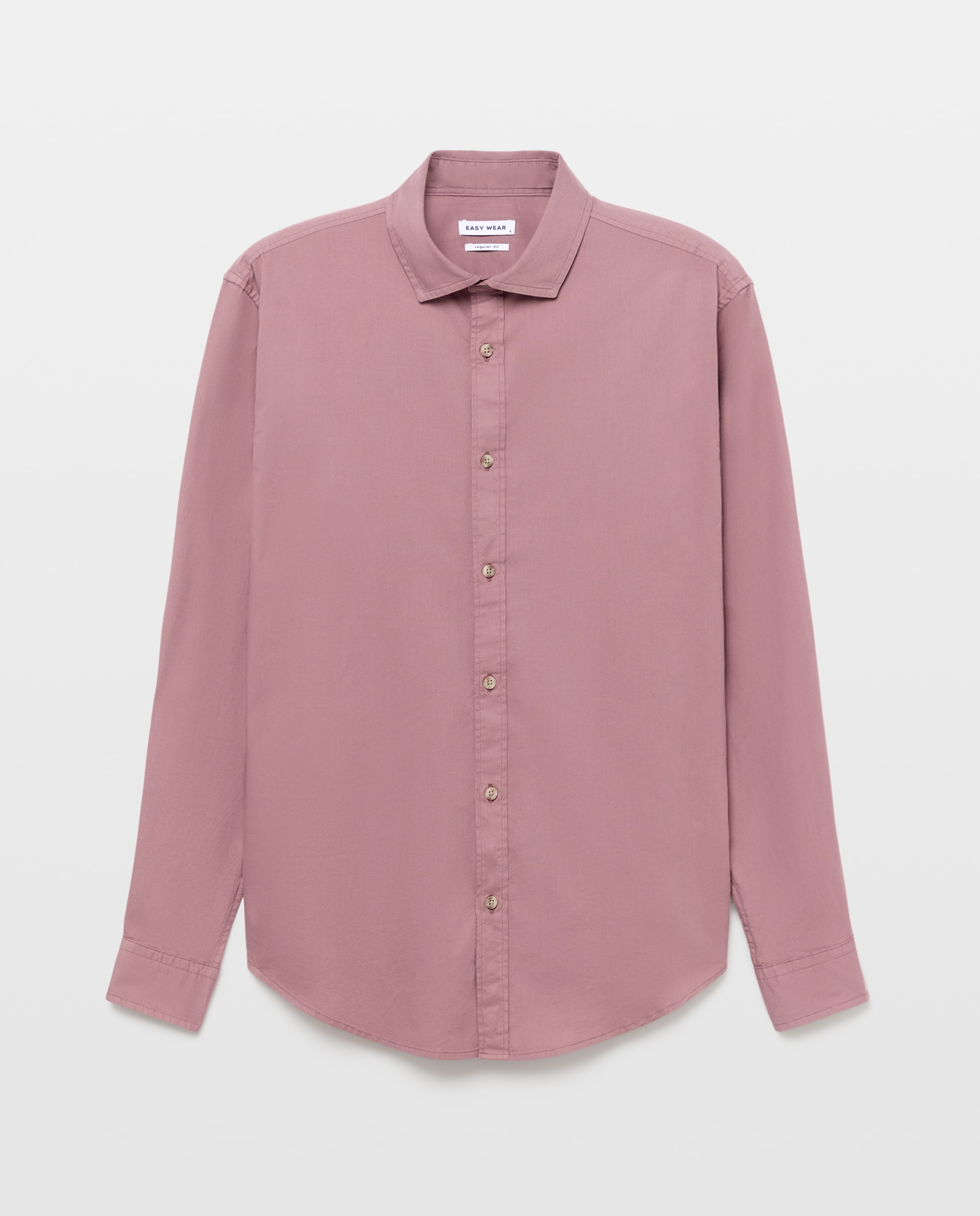 Camisa com Manga Comprida, Lisa Garment Dyed Buganvília-4