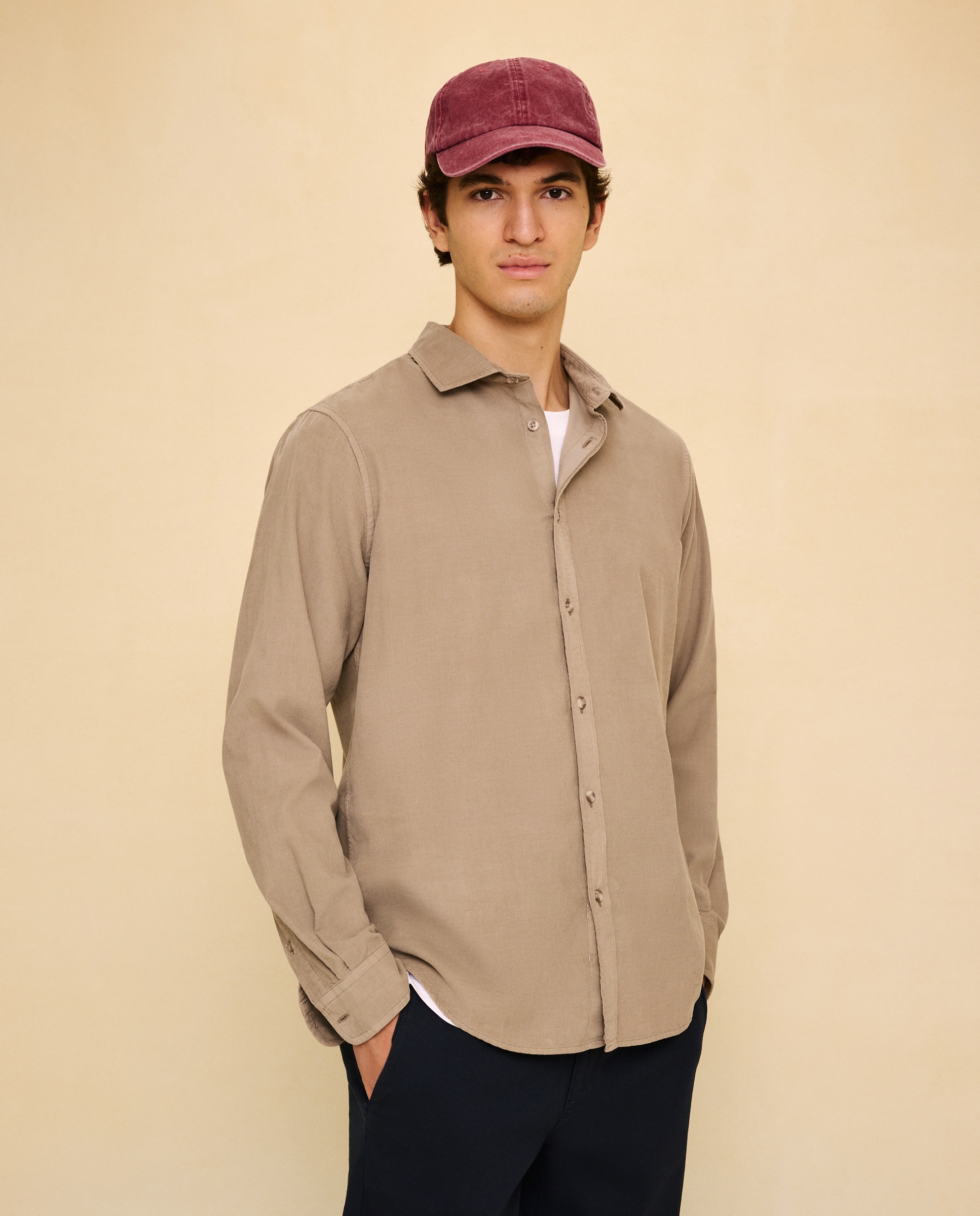 Imagen 1 de Camisa manga larga para hombre micro pana garment dyed - Easy Wear - 520 Kaki 520 Kaki