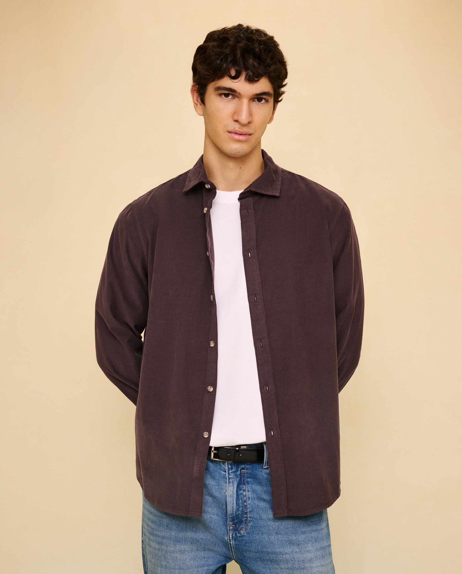Imagen 1 de Camisa manga larga para hombre micro pana garment dyed - Easy Wear - Marrón Marrón