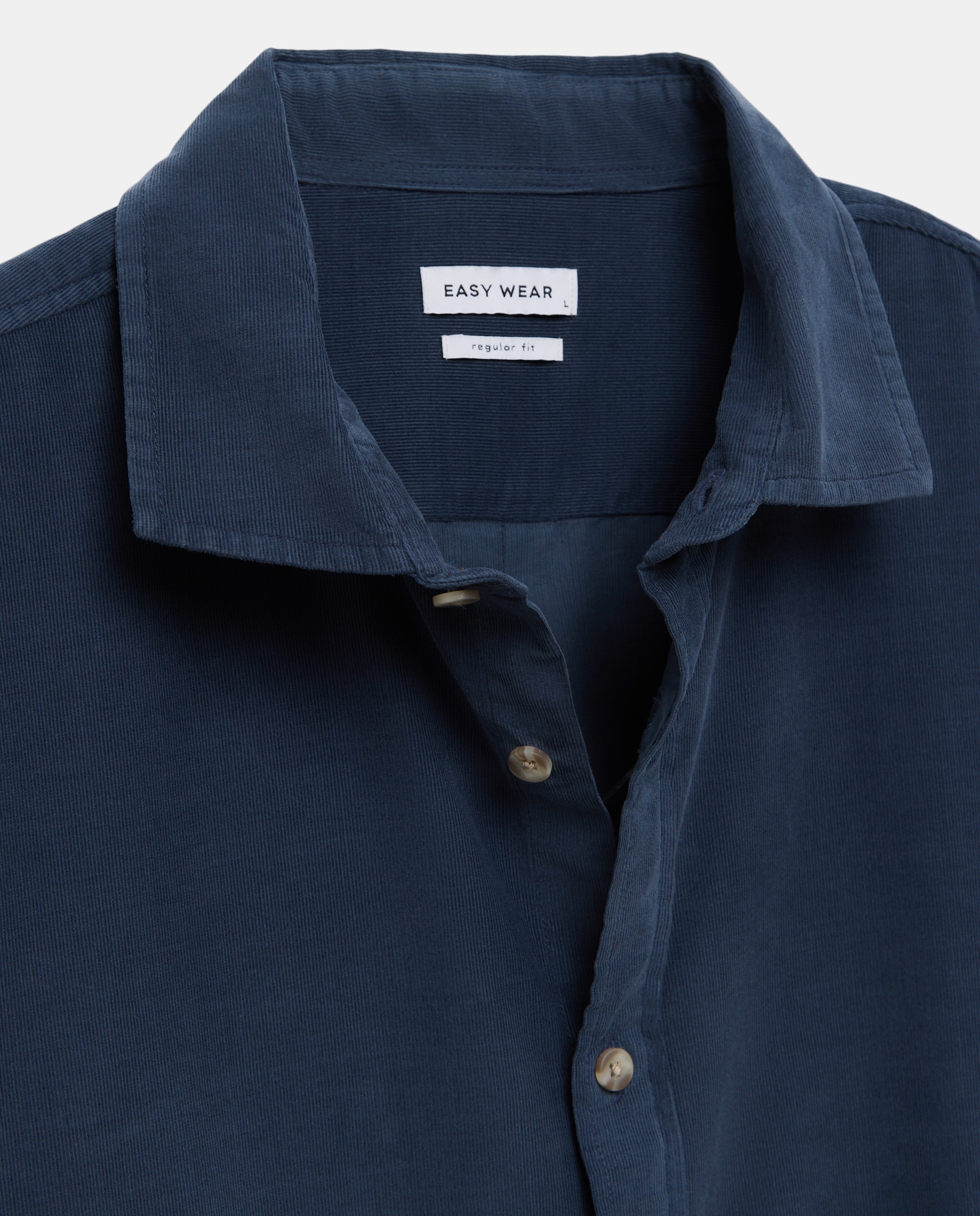 Camisa com Manga Comprida Bombazina Fina Garment Dyed 400 Azul-5