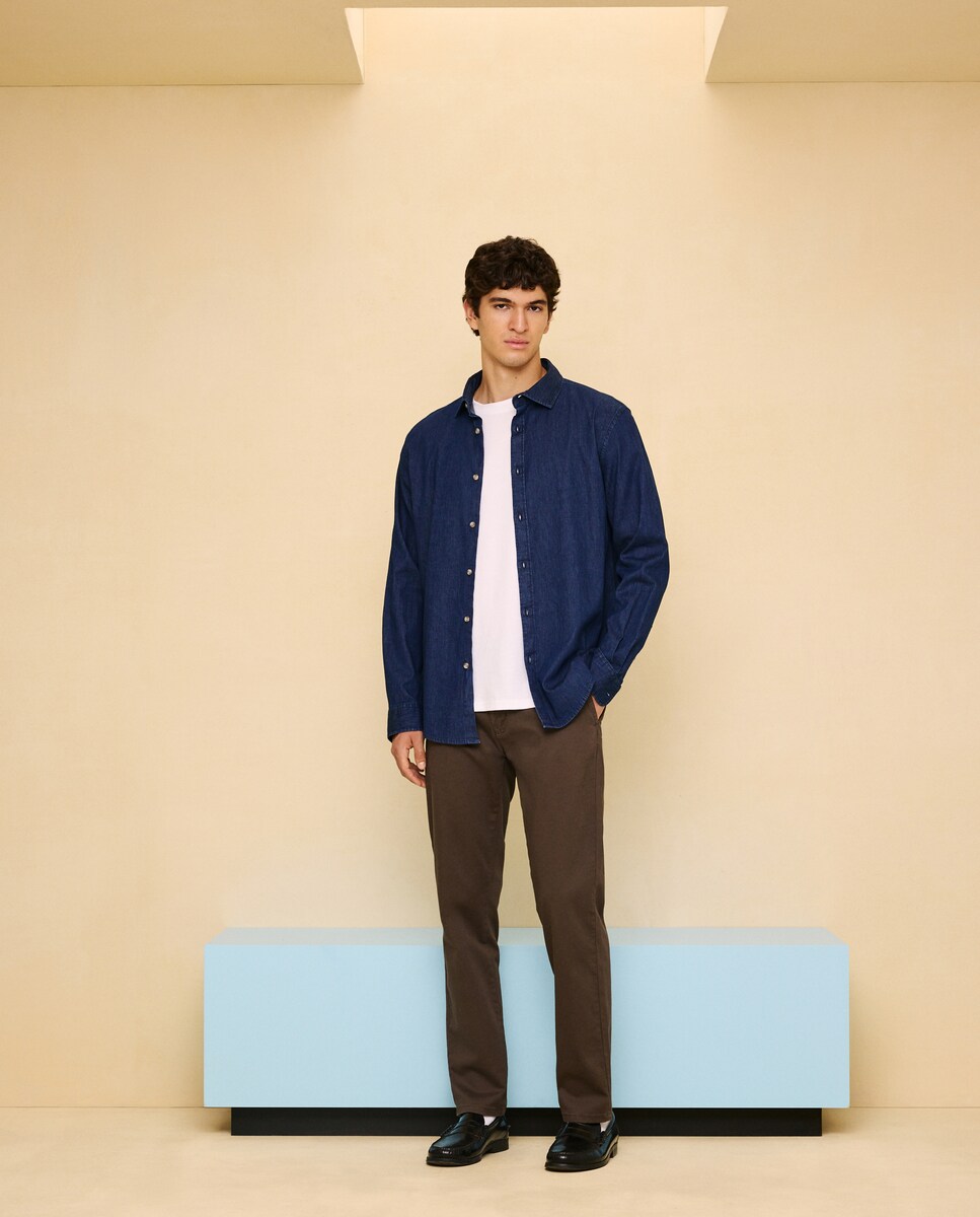 Imagen 0 de Camisa manga larga para hombre denim Azul marino