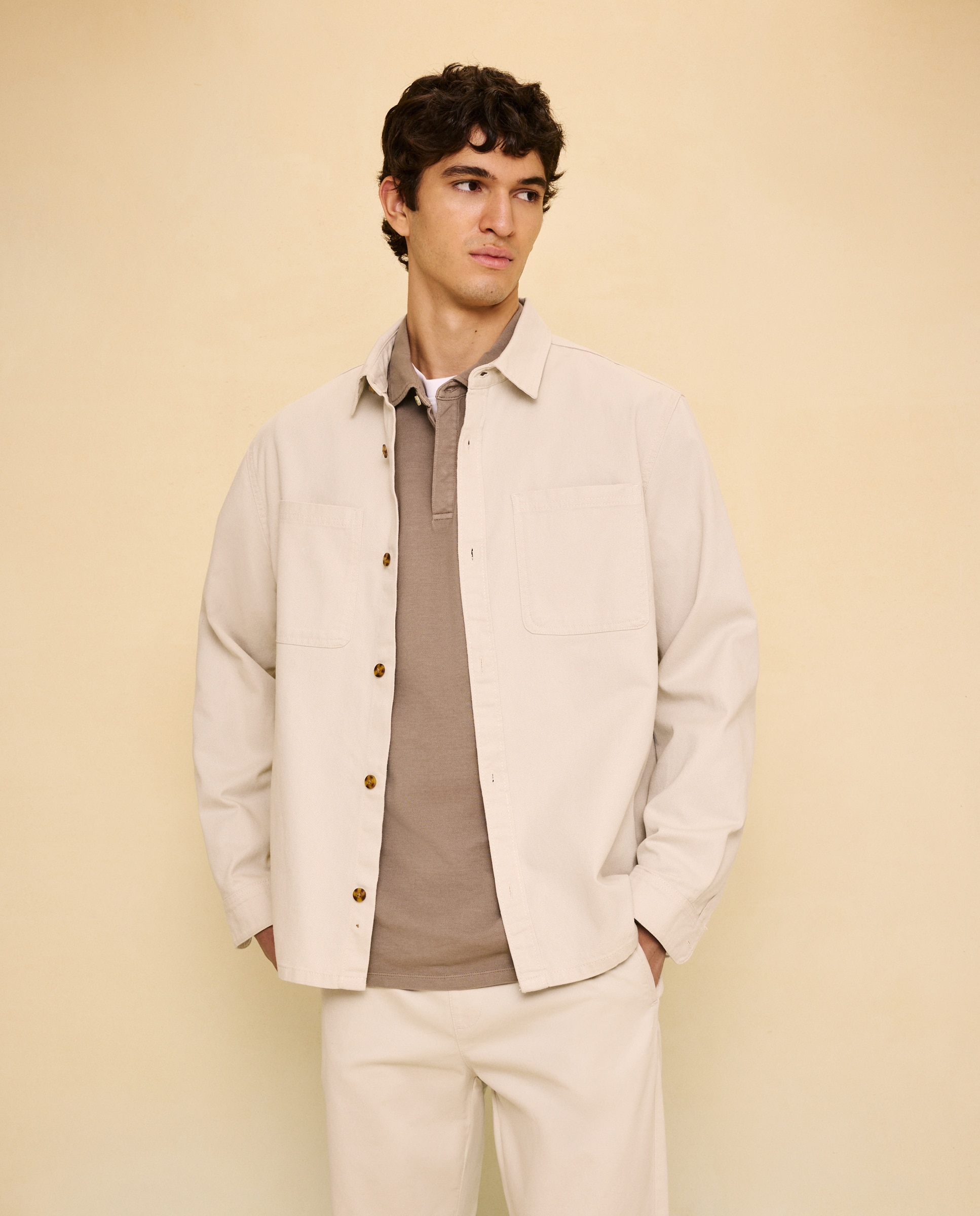 Sobre camisa de hombre algodón - Easy Wear - Beige Beige-1