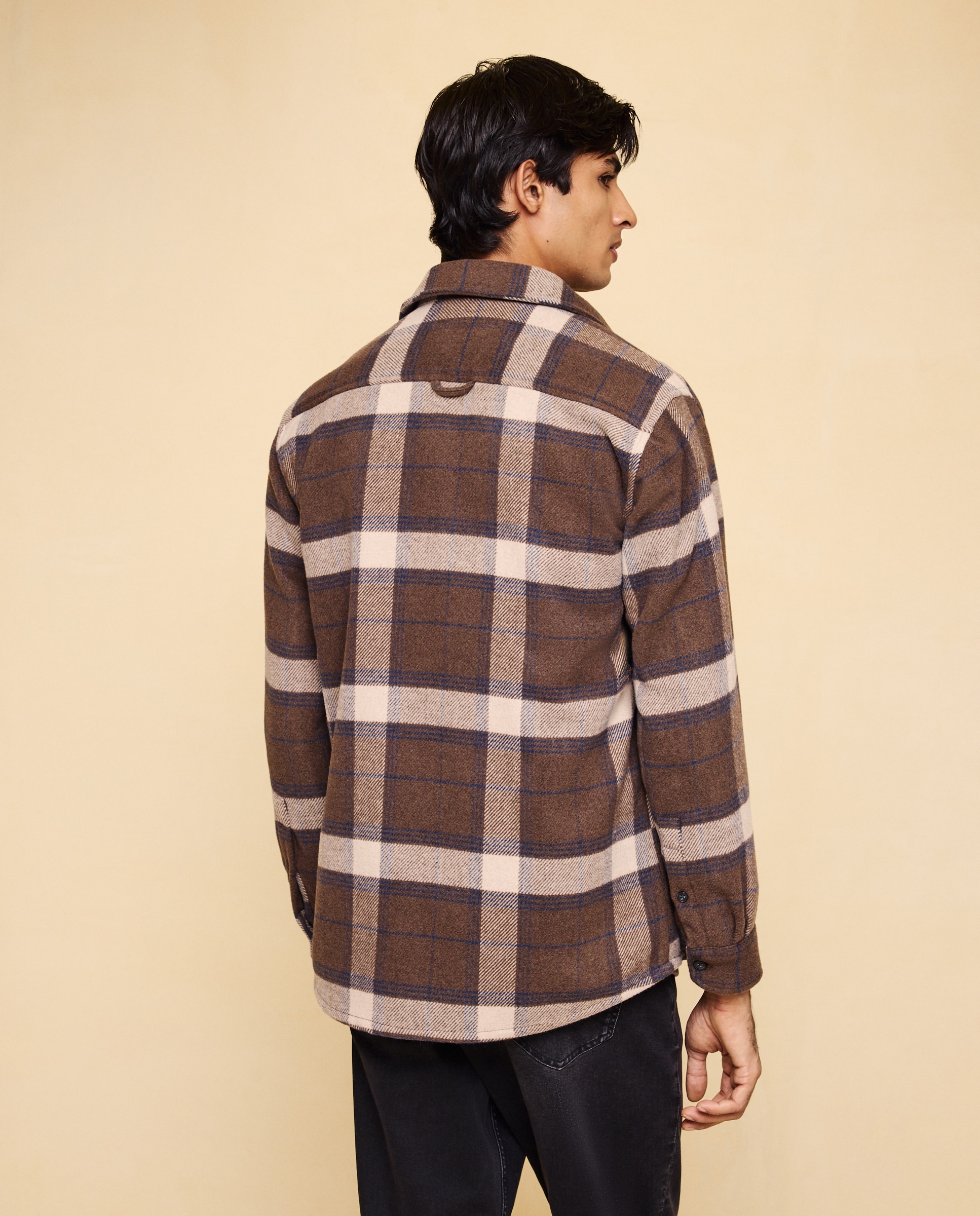 Sobrecamisa aos Quadrados Castanho-3