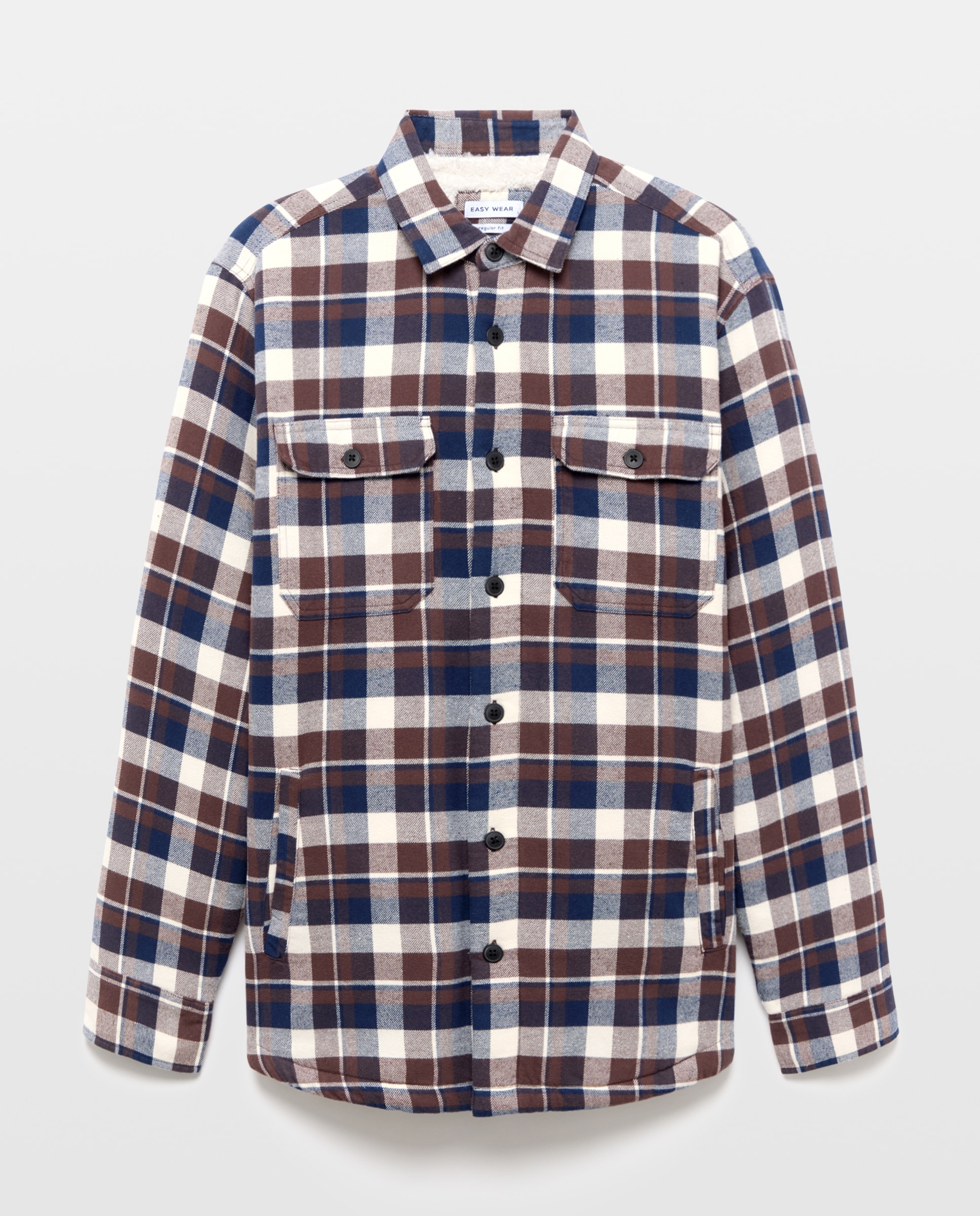 Sobre camisa de hombre cuadros borrego - Easy Wear - Marrón Marrón-4