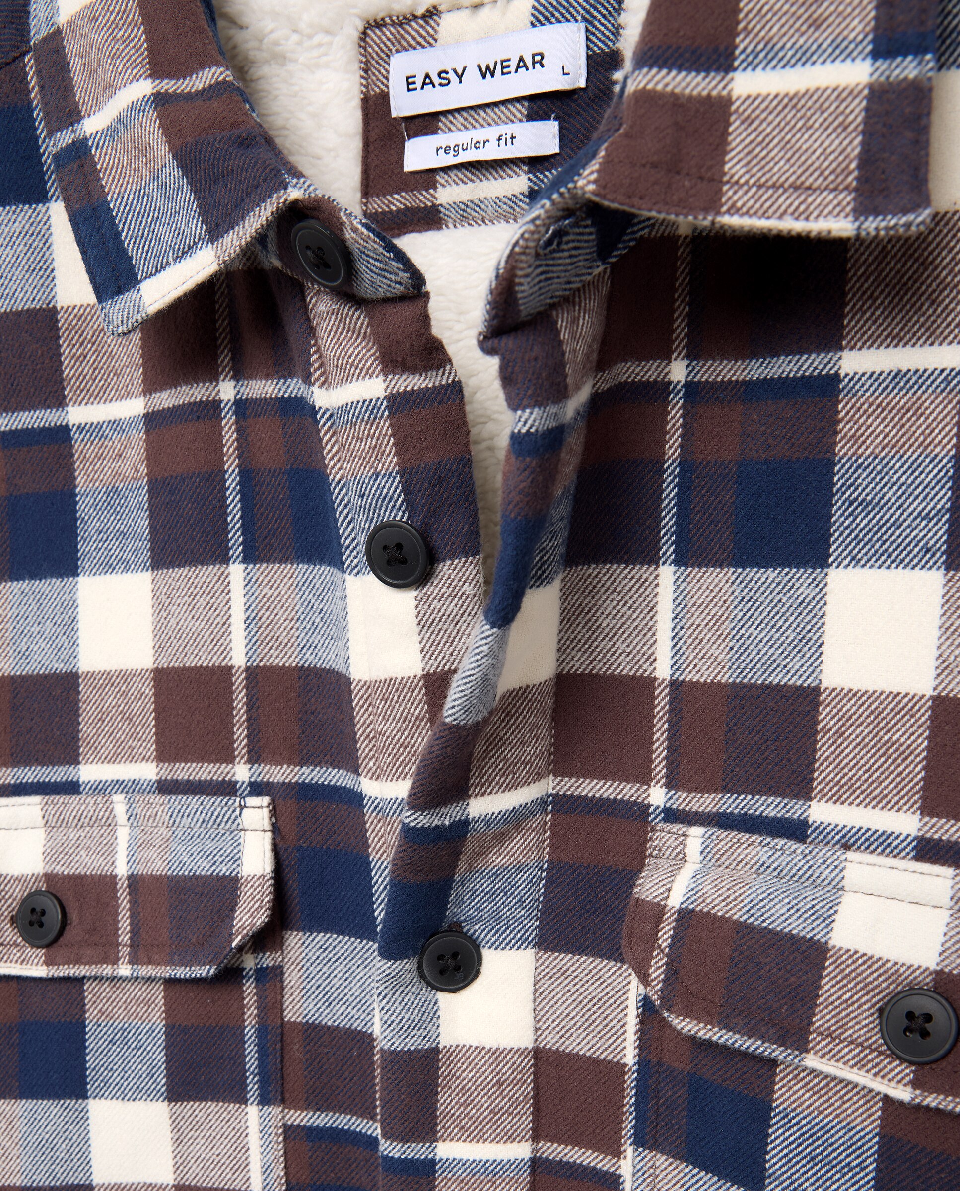 Sobre camisa de hombre cuadros borrego - Easy Wear - Marrón Marrón-5