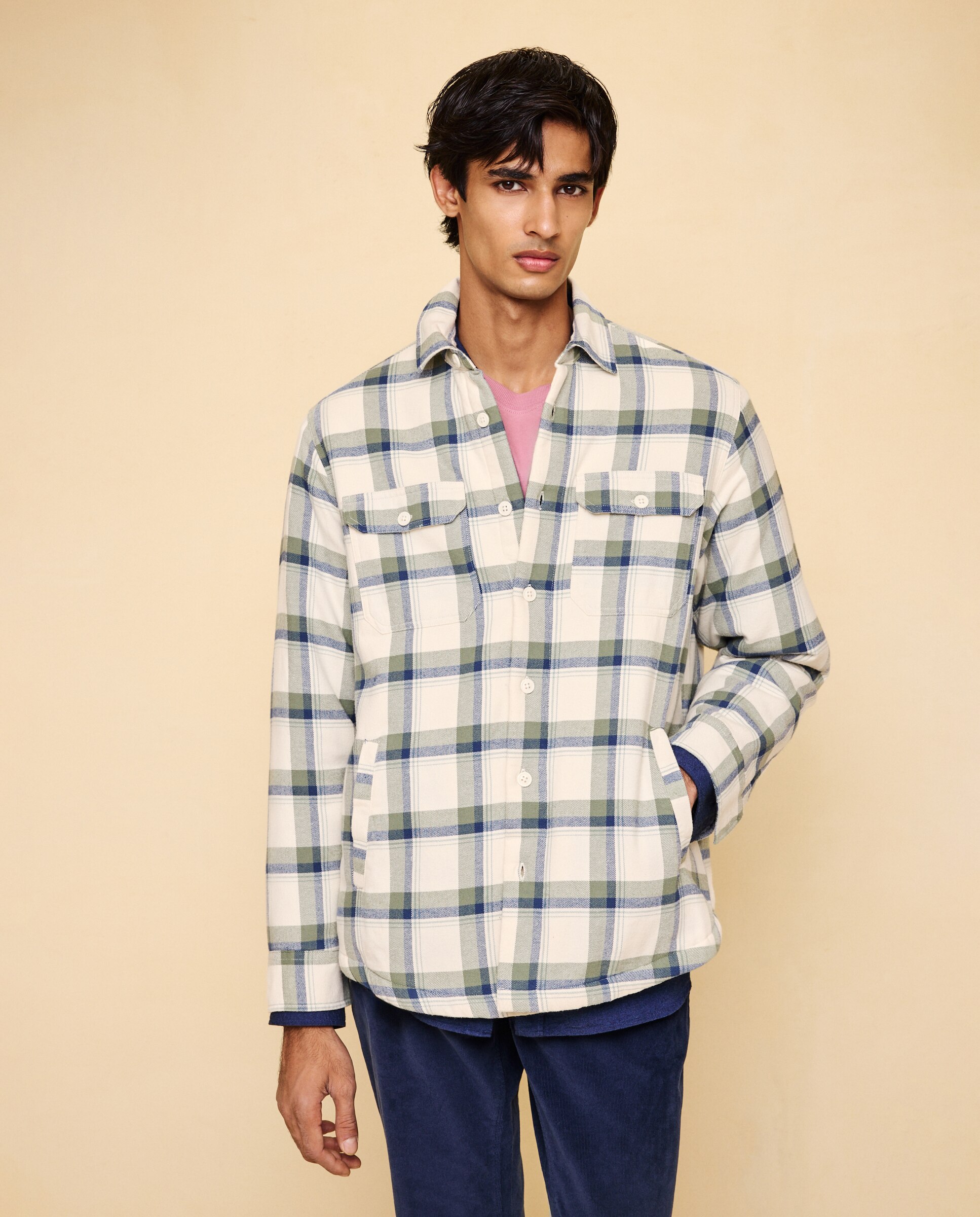 Sobre camisa de hombre cuadros borrego - Easy Wear - Verde Verde-2
