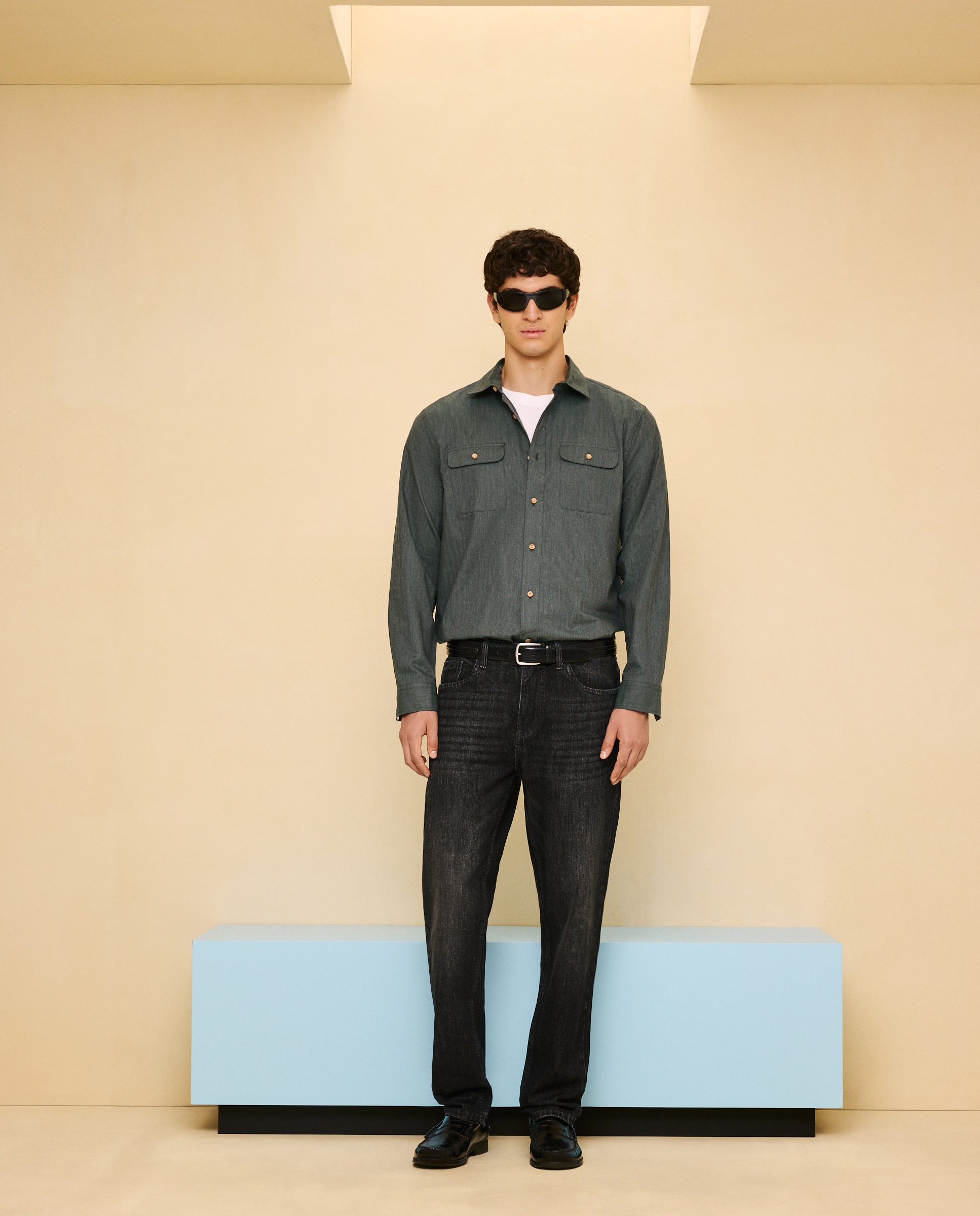 Camisa de hombre viyela lisa - Easy Wear - Verde Verde-2