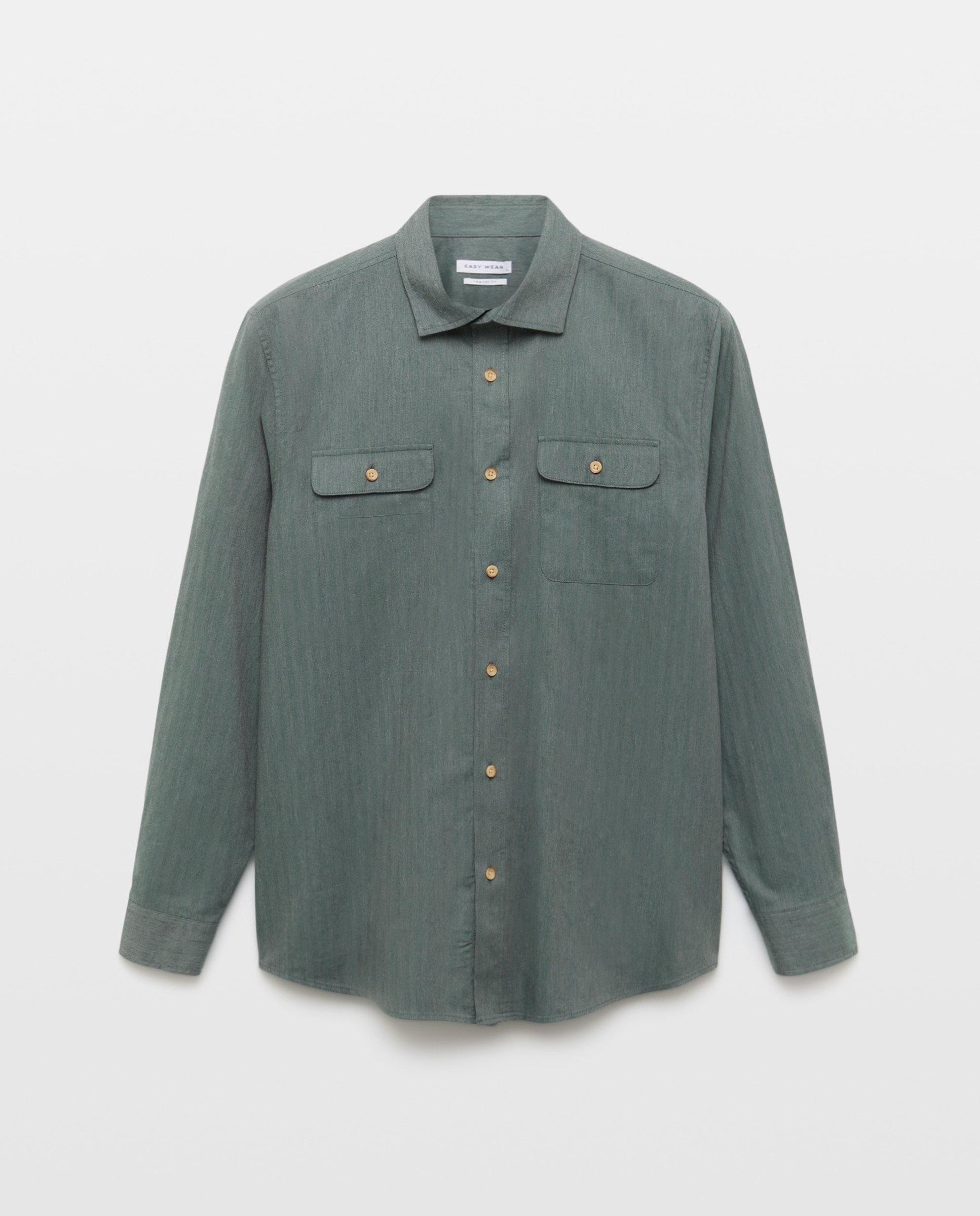 Camisa de hombre viyela lisa - Easy Wear - Verde Verde-4