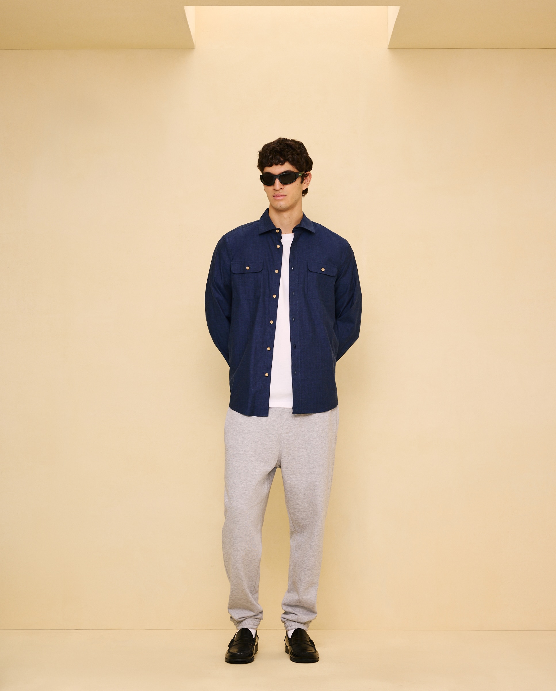 Camisa de hombre viyela lisa - Easy Wear - 400 Azul 400 Azul-1