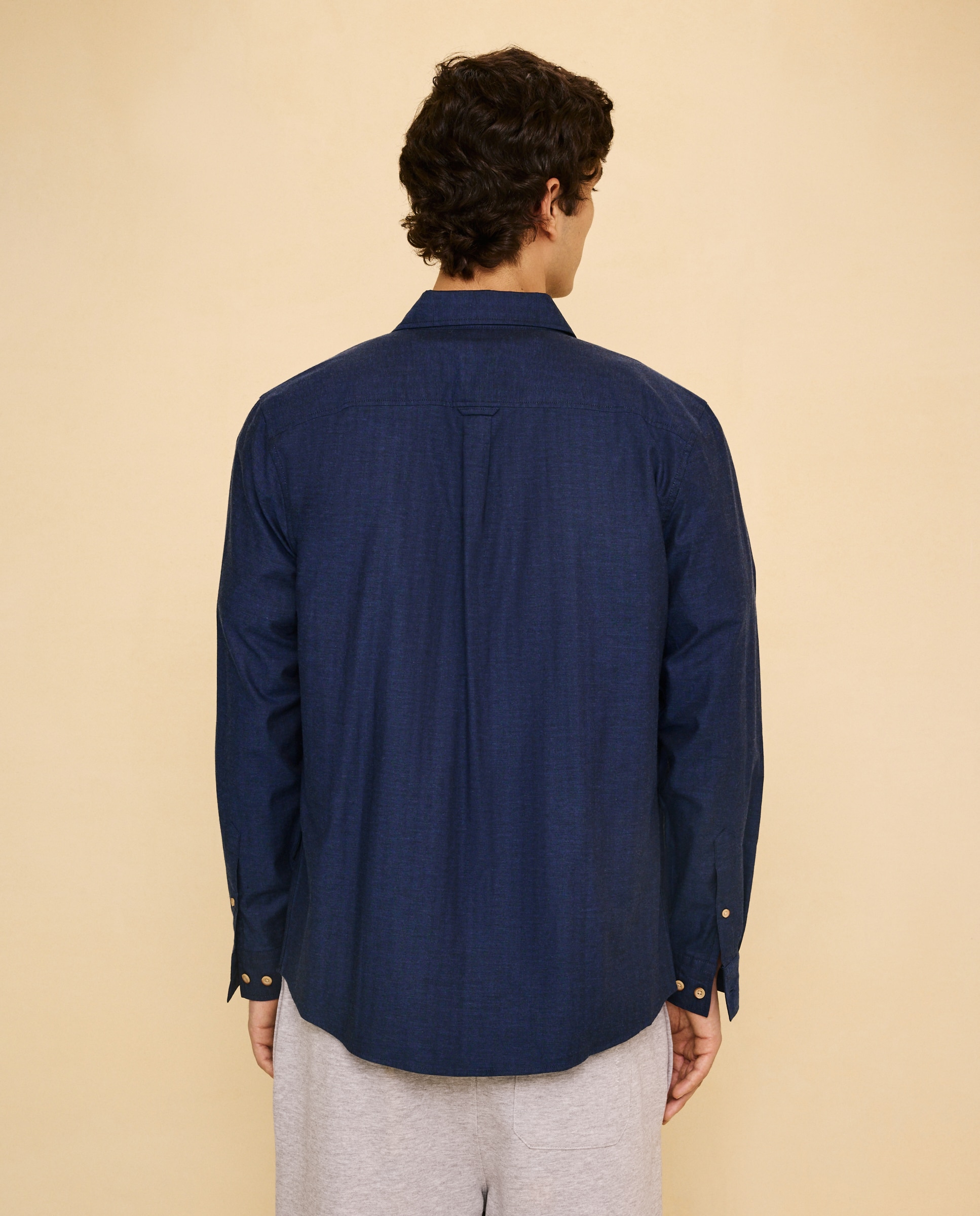 Camisa de hombre viyela lisa - Easy Wear - 400 Azul 400 Azul-3