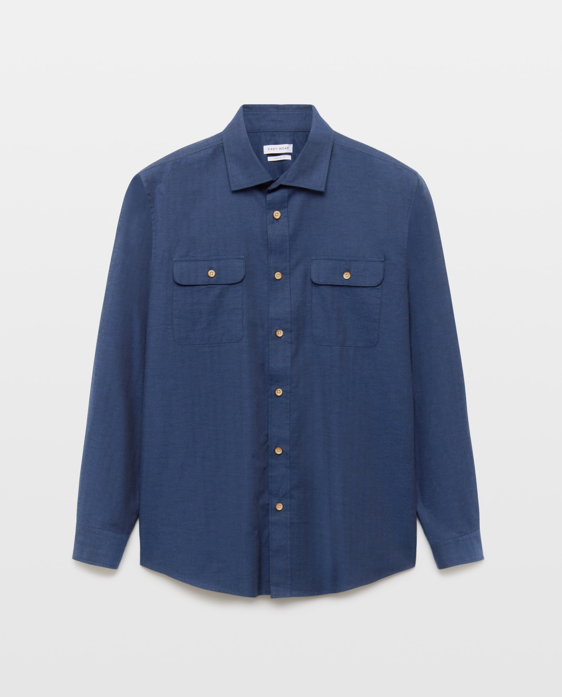 Camisa de hombre viyela lisa - Easy Wear - 400 Azul 400 Azul-5