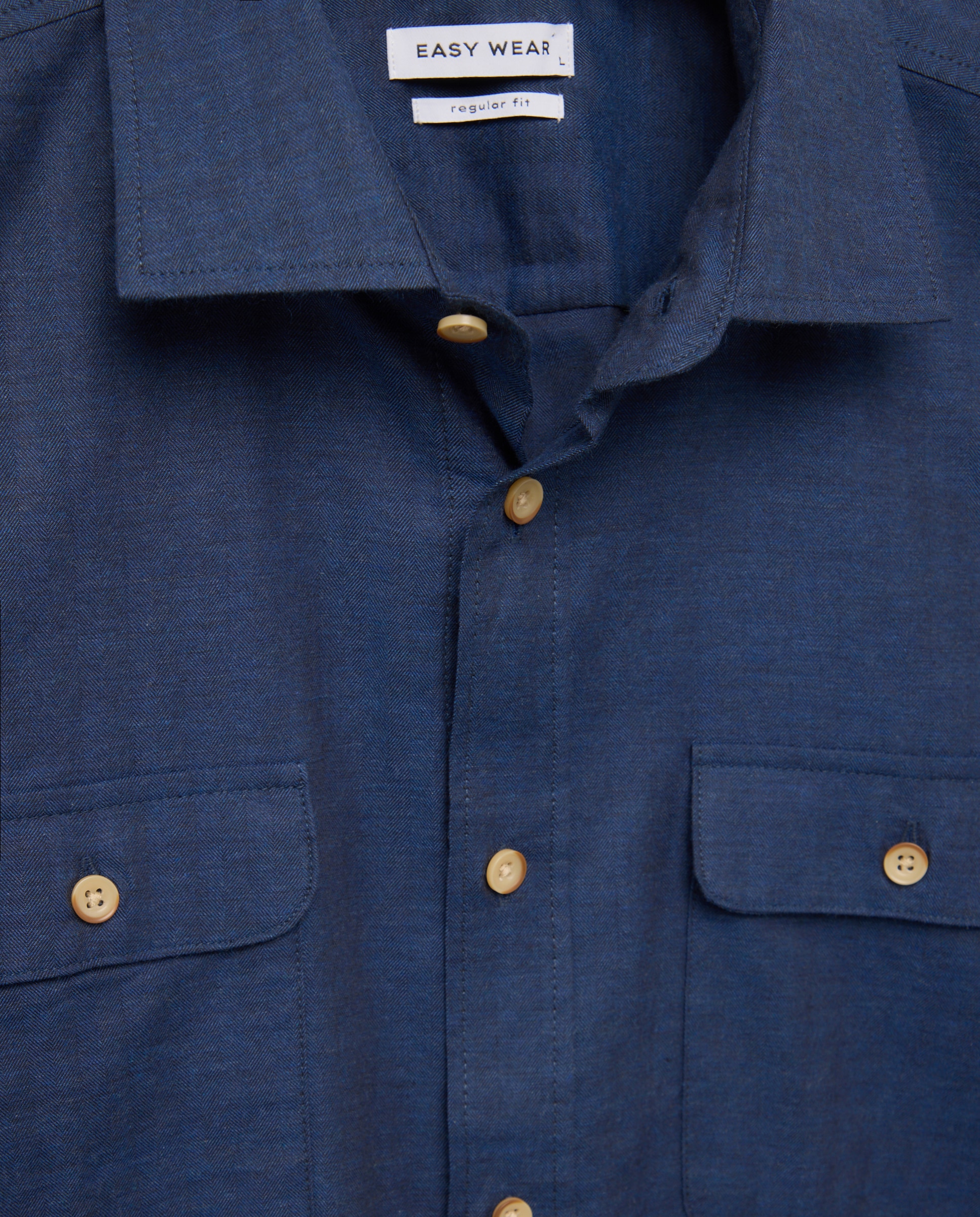 Camisa de hombre viyela lisa - Easy Wear - 400 Azul 400 Azul-6